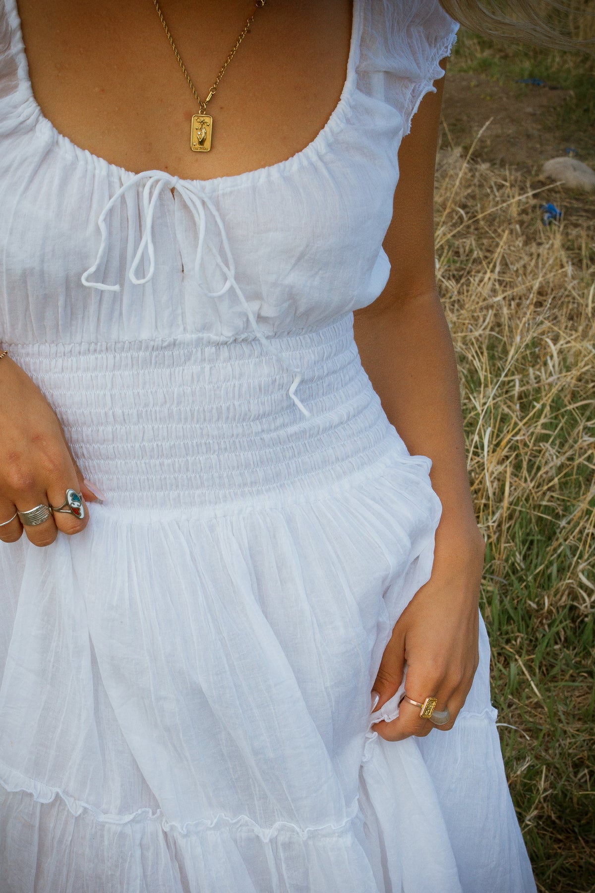 Cotton Gauze Ruffle Dress