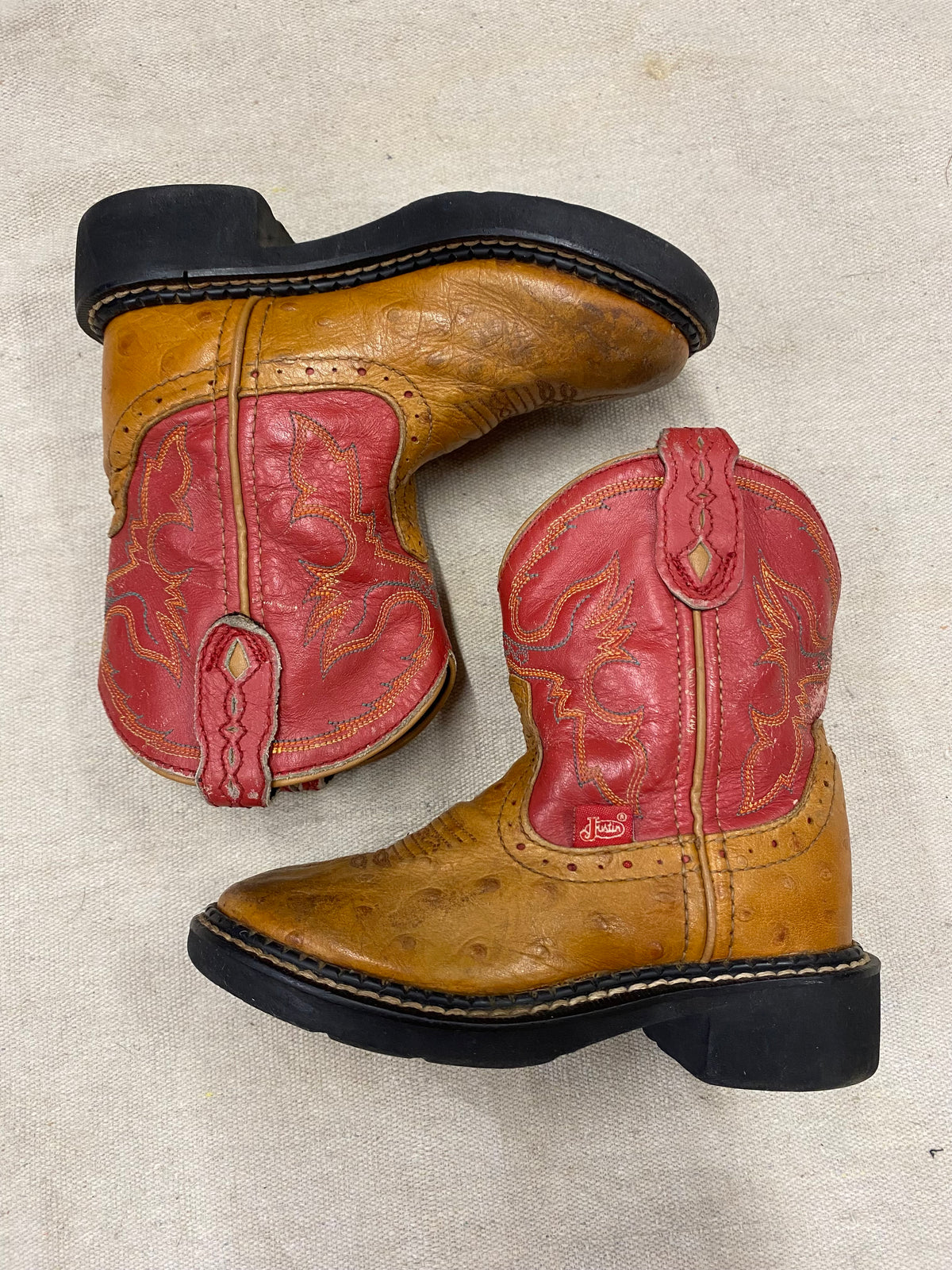 Kids Brown and Red Cowboy Boots
