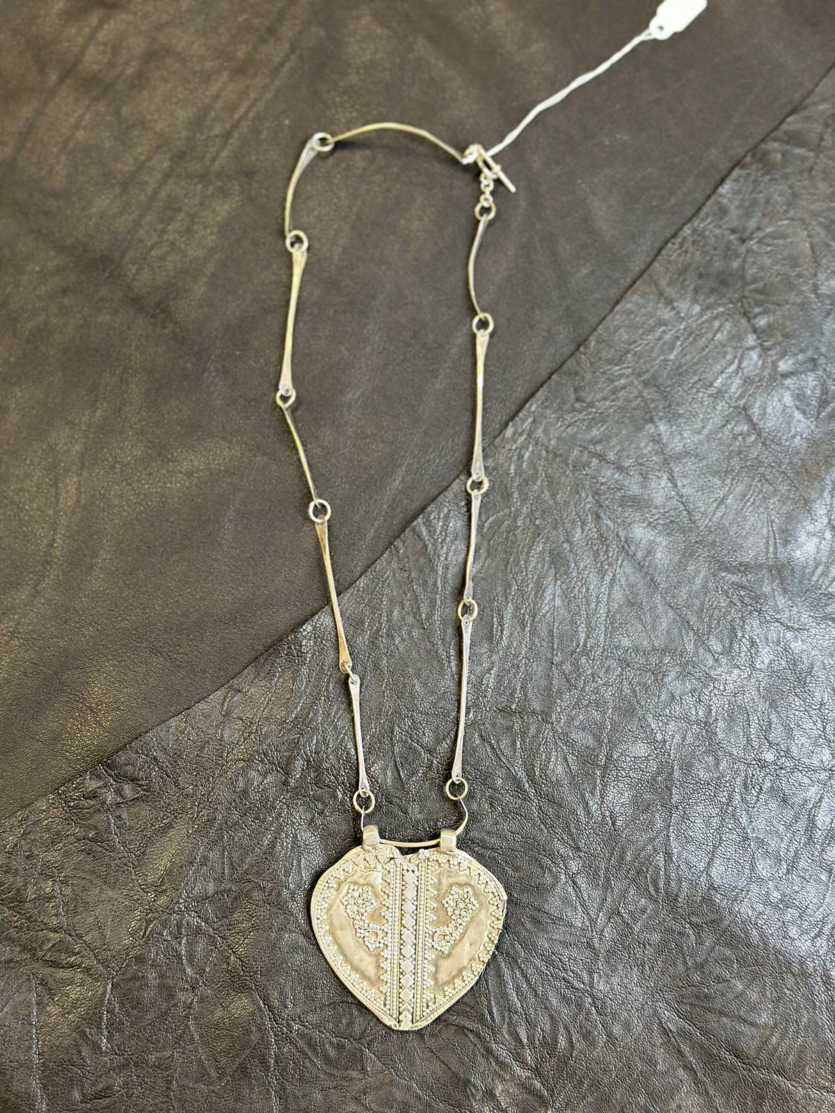 Silver Embossed Heart Necklace