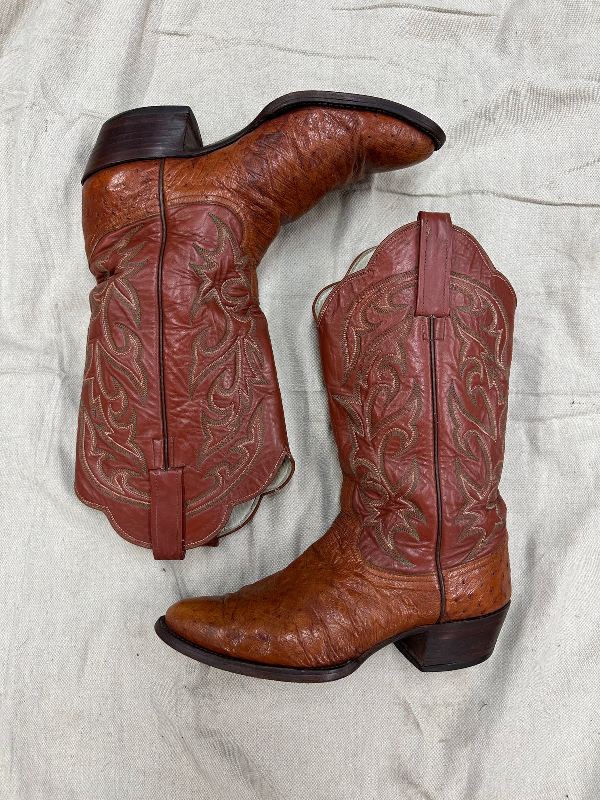 Vintage Scallop Top Brown Cowboy Boots