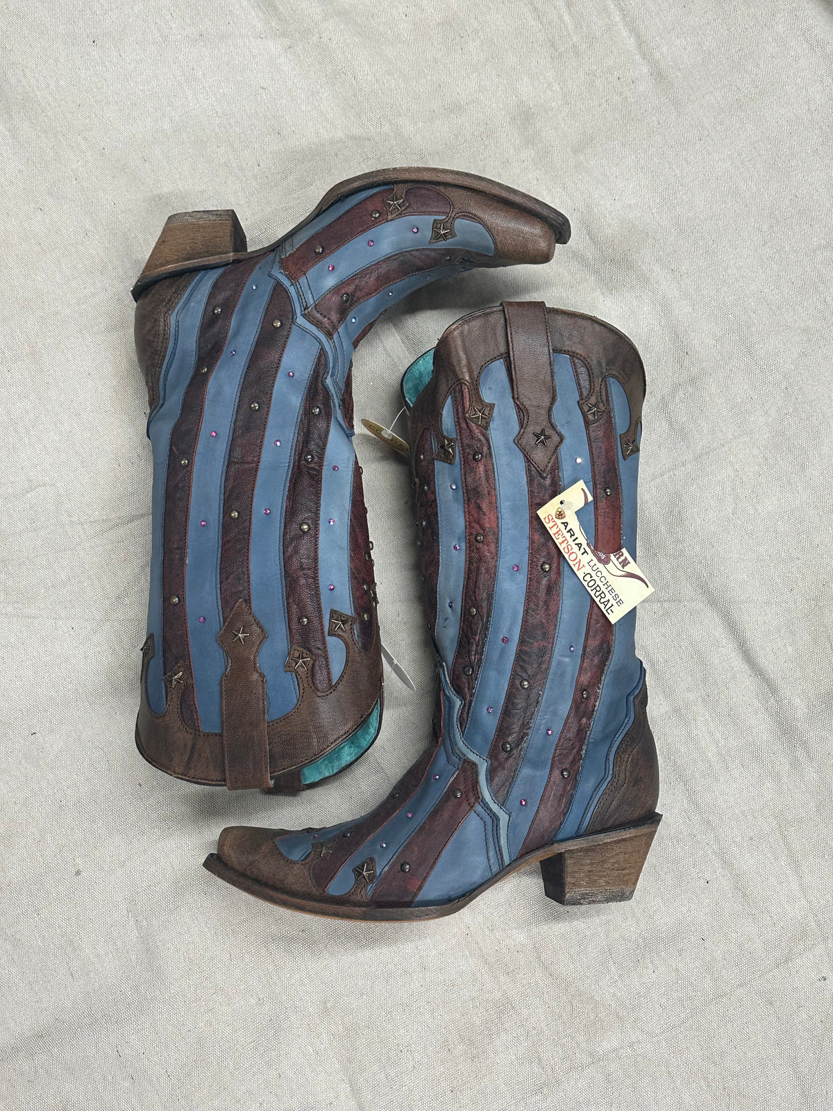Vintage Striped Cowboy Boots