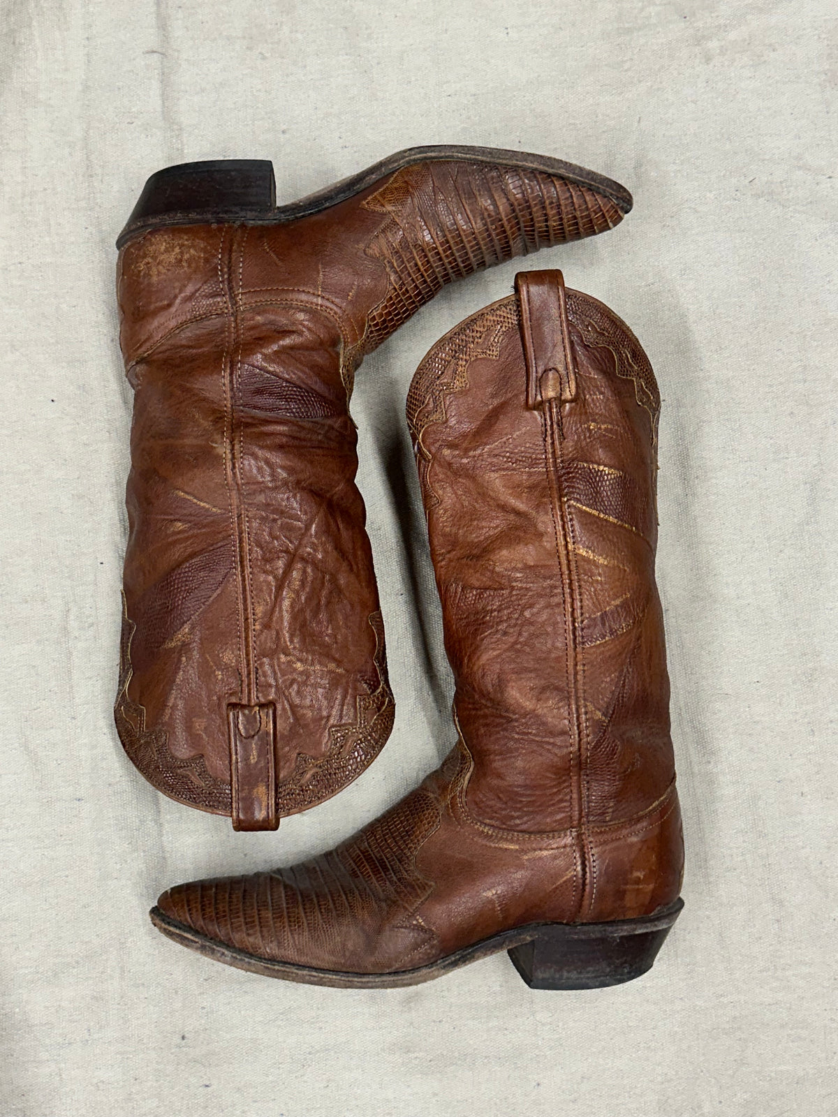 Vintage Brown Detailed Cowboy Boots