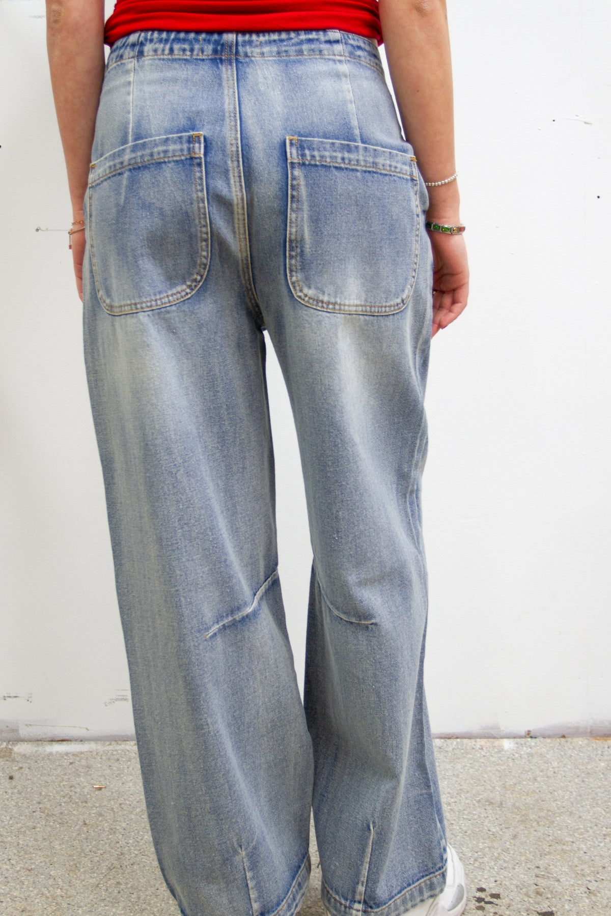 Button Fly Barrel Jeans