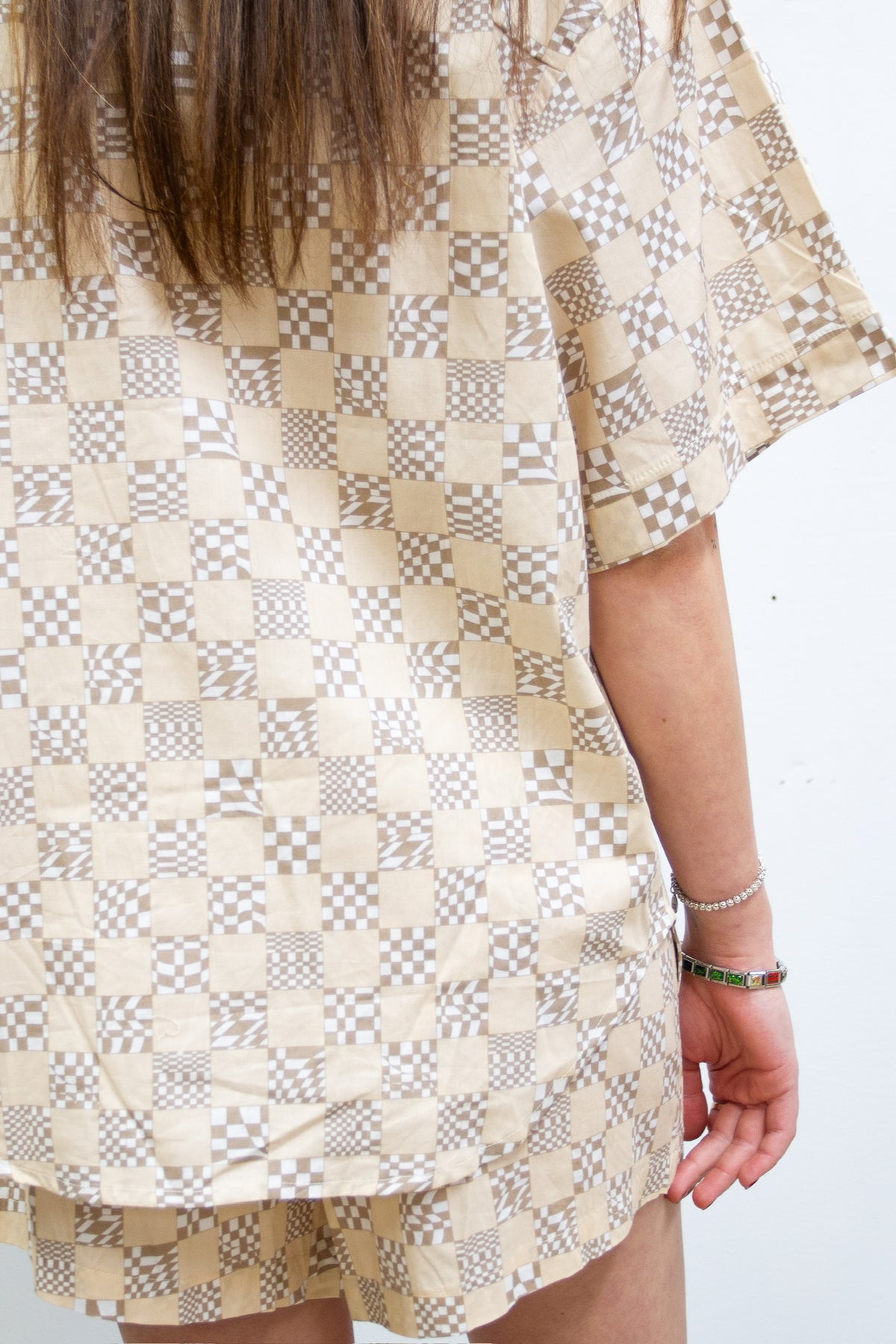 Beige Check Short Set