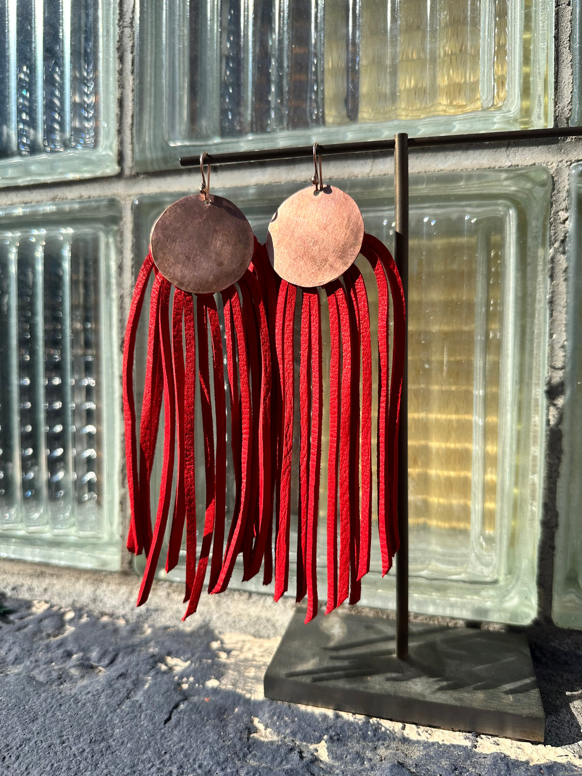 Copper + Leather Fringe Earring