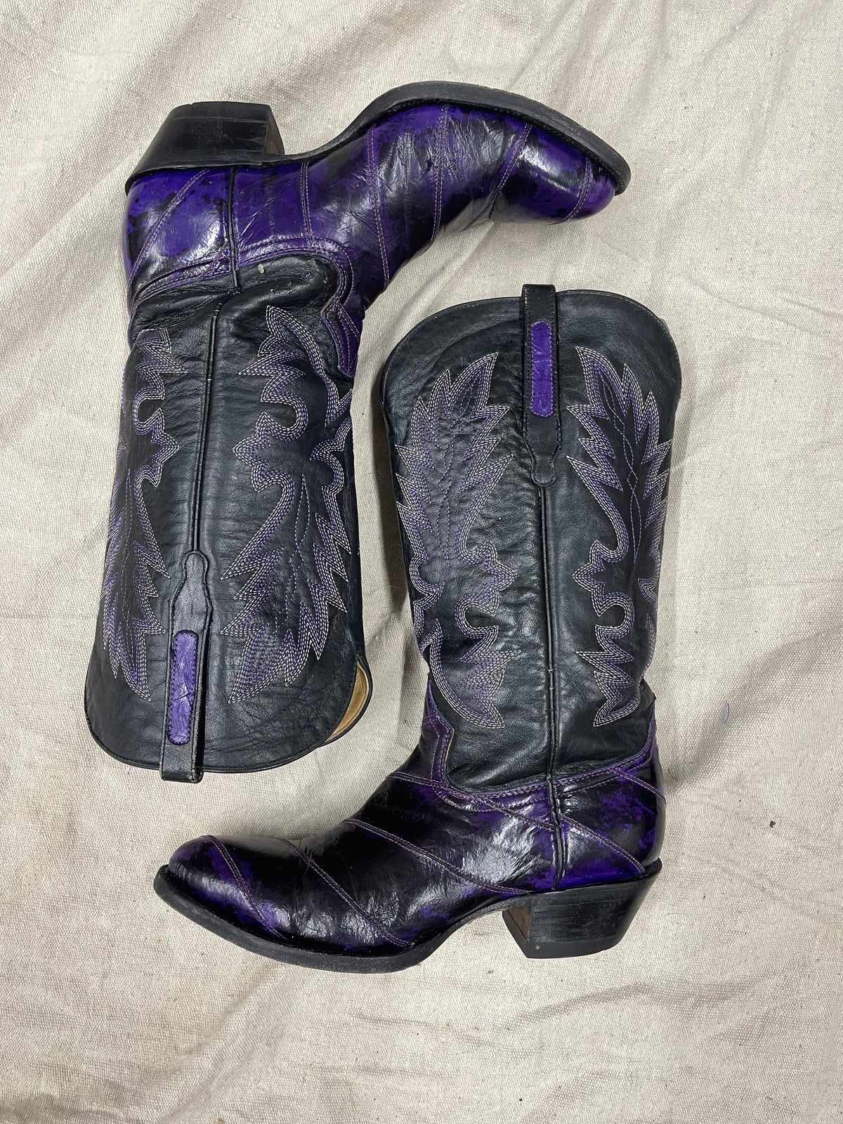 Vintage Purple and Black Cowboy Boots