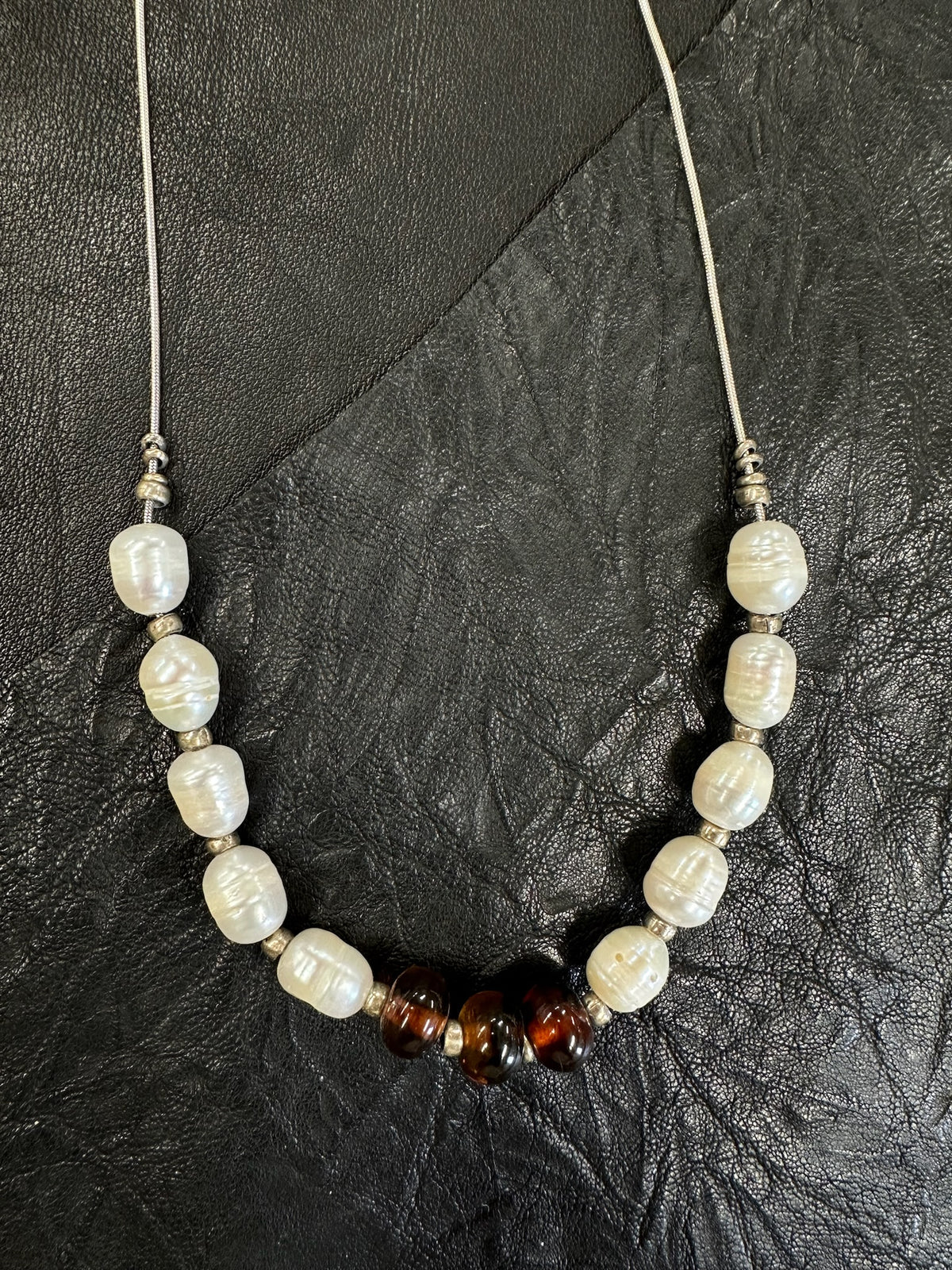 Amber and Pearl Necklace