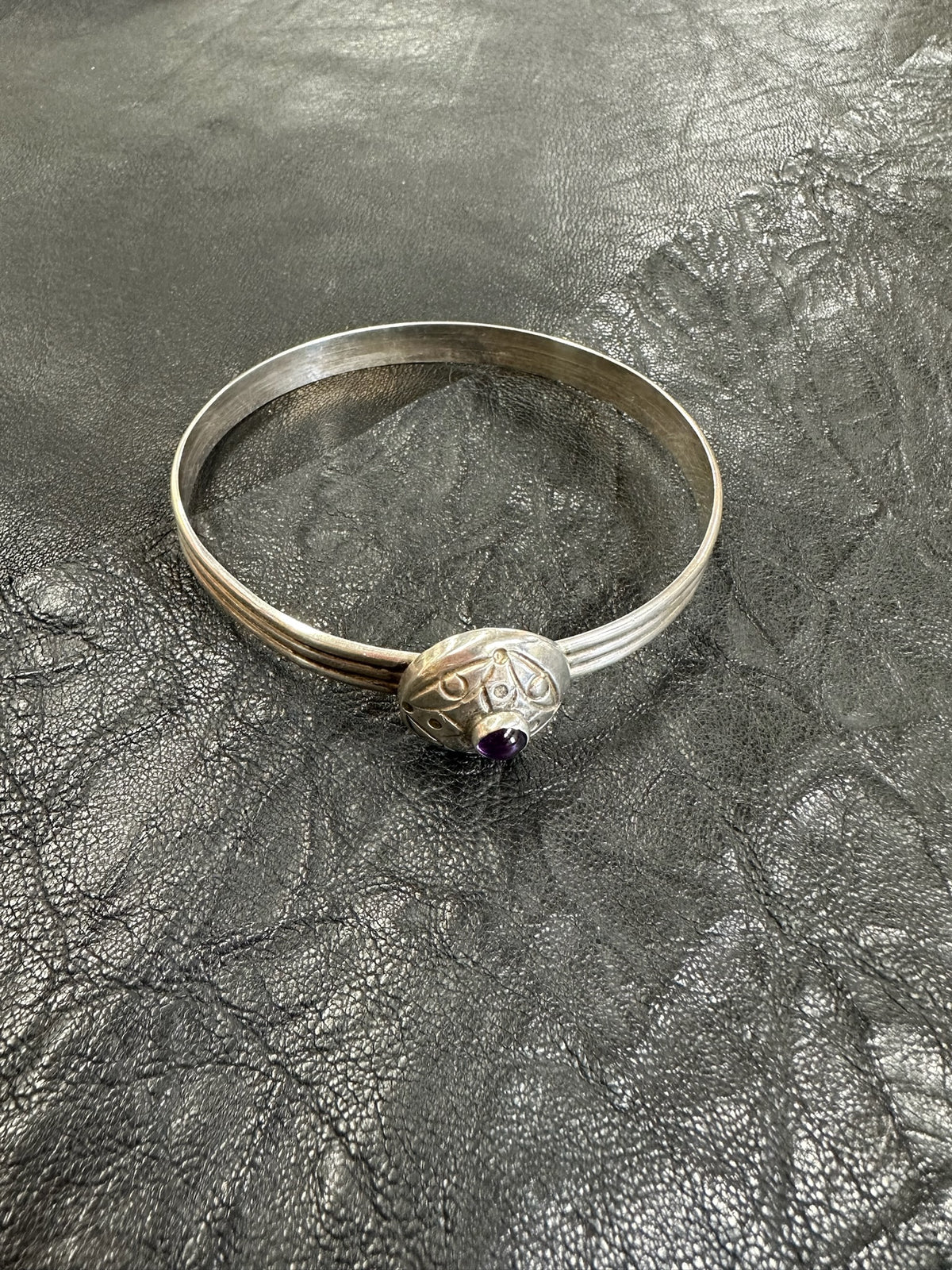Bangle Bracelet With Purple Stone