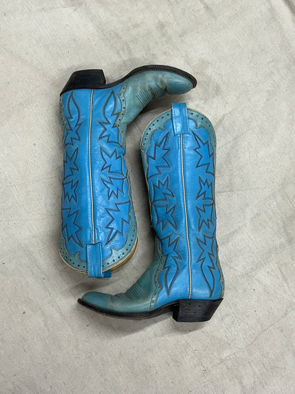 Vintage Blue and Teal Cowboy Boots
