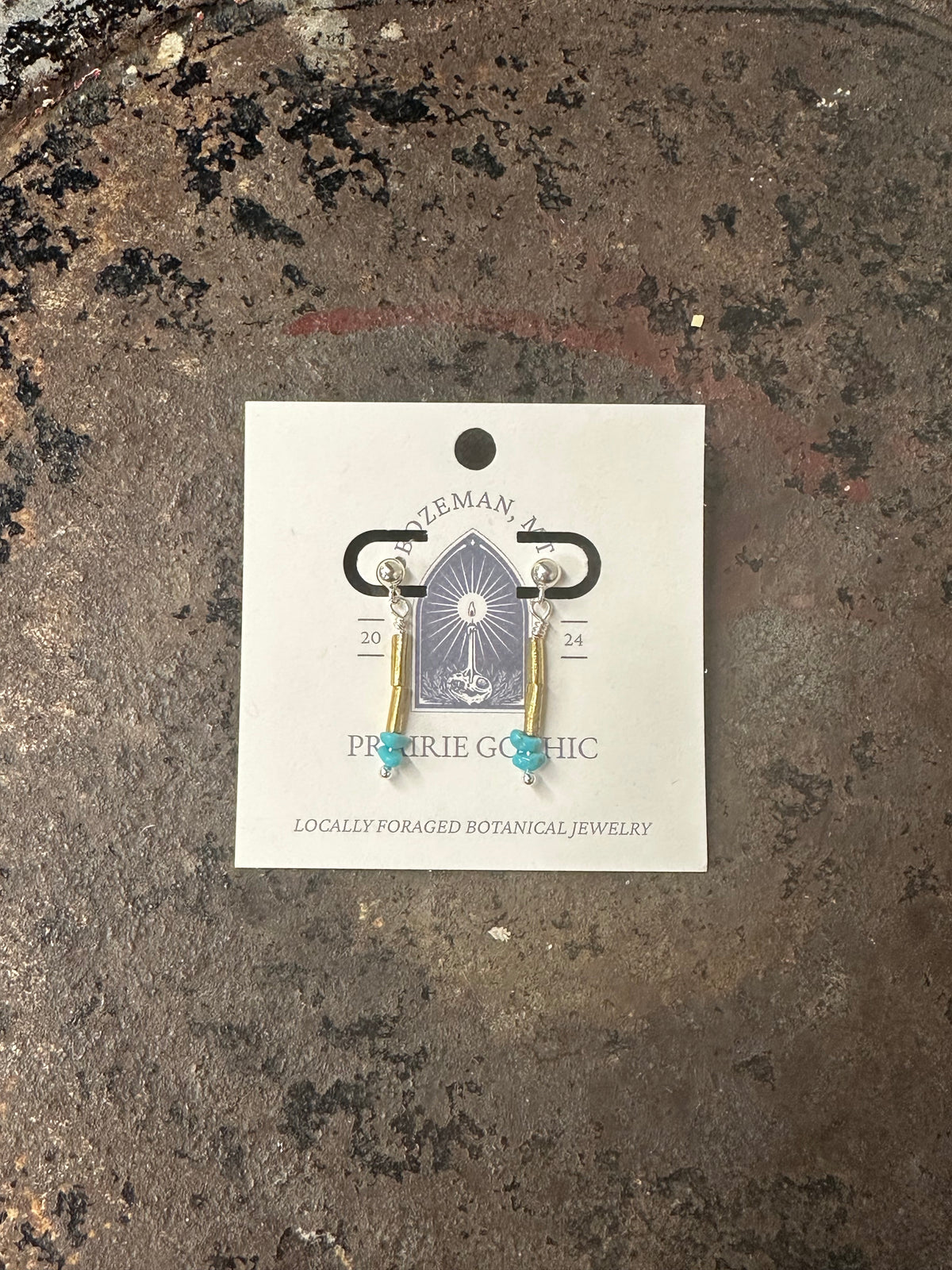 Turquoise Brass Earrings