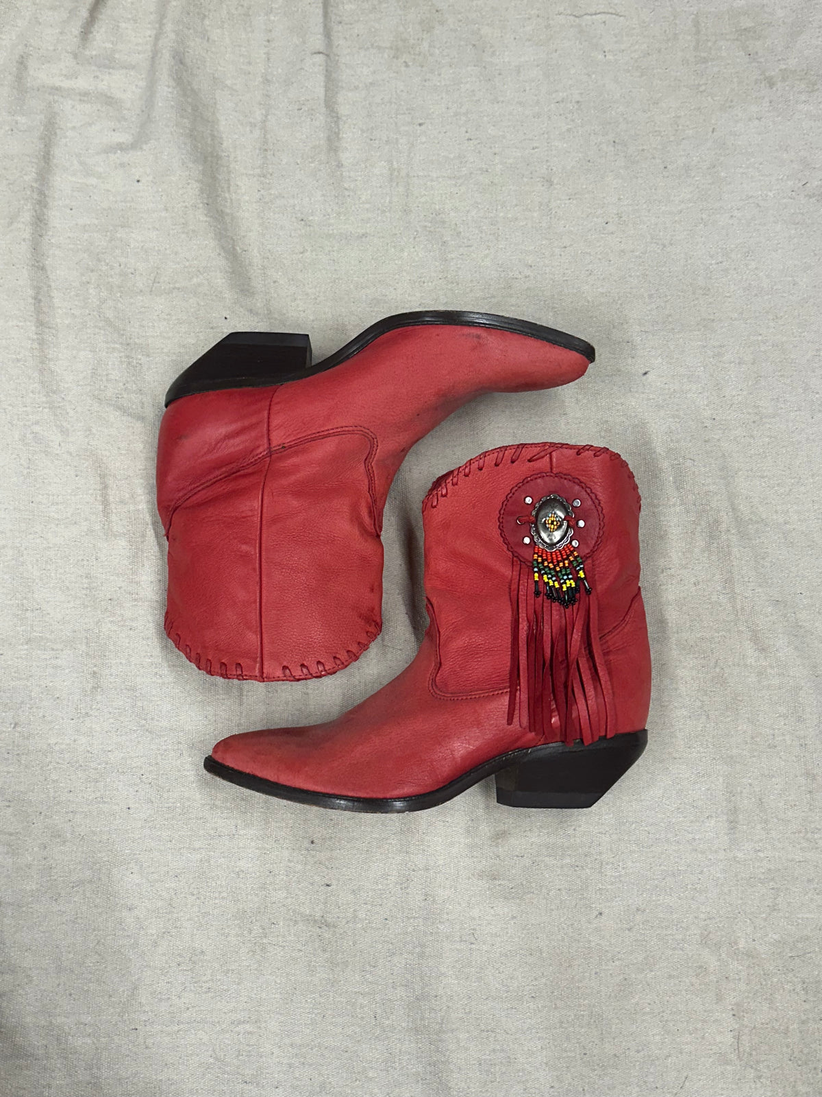 Vintage Red with Fringe Cowboy Boots