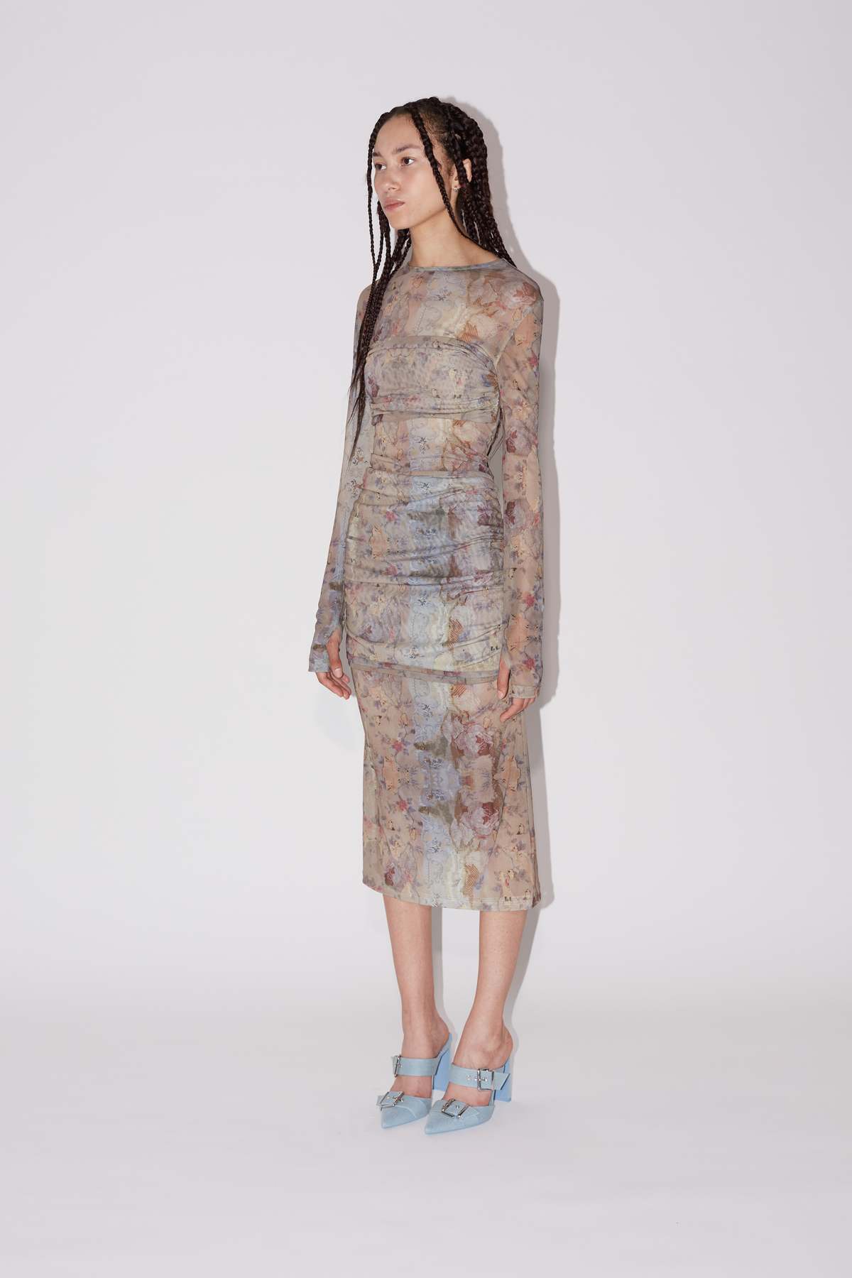 Draped Mesh Dress