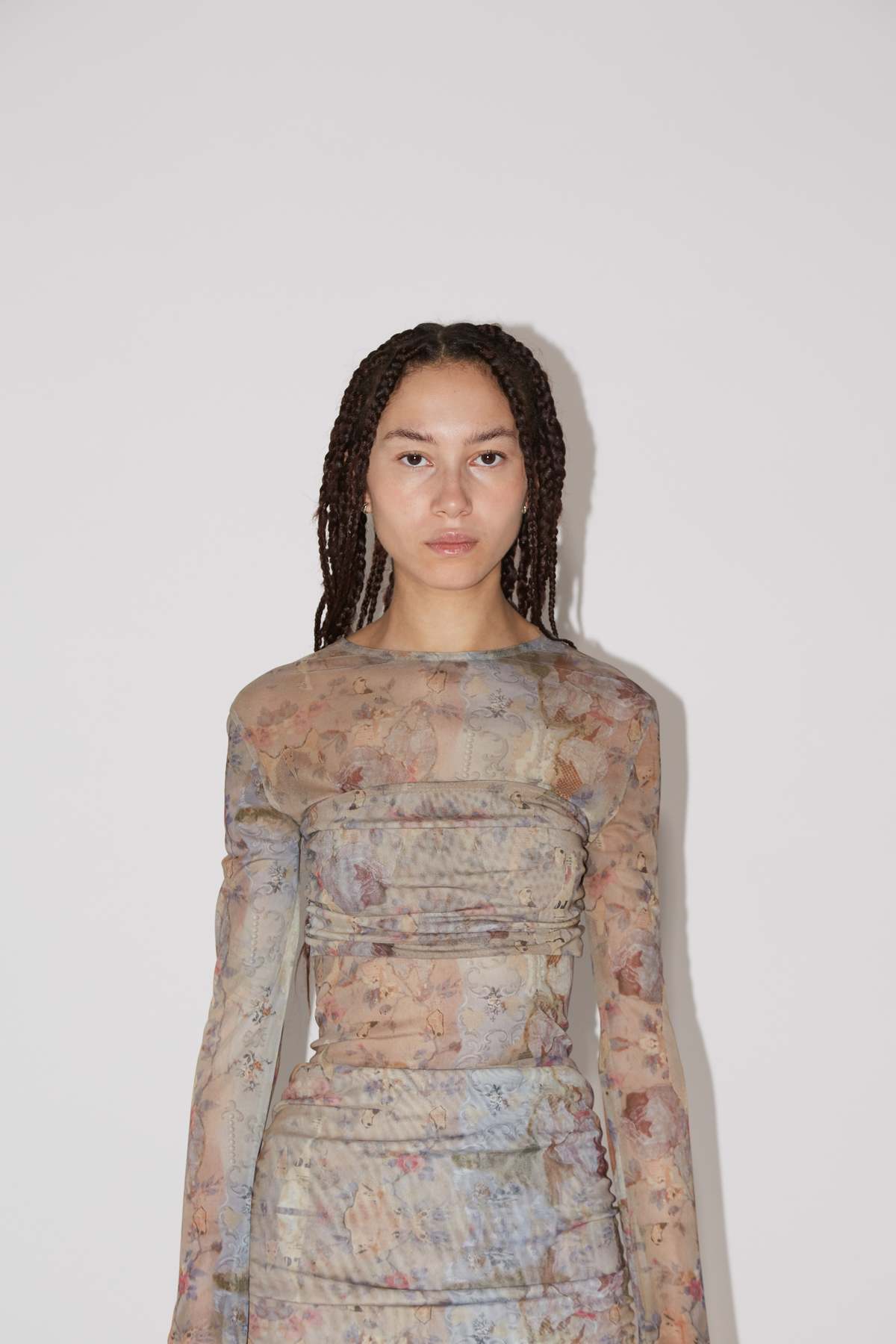 Draped Mesh Dress