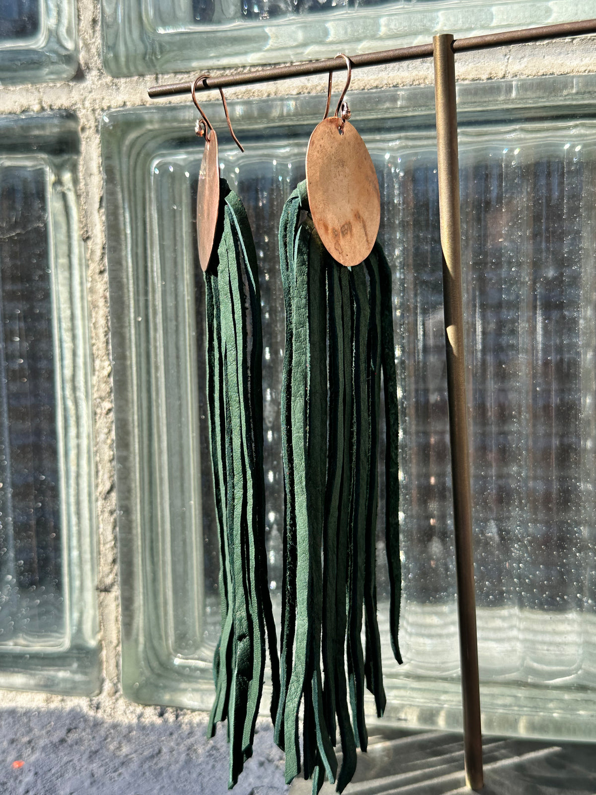 Copper + Leather Fringe Earring