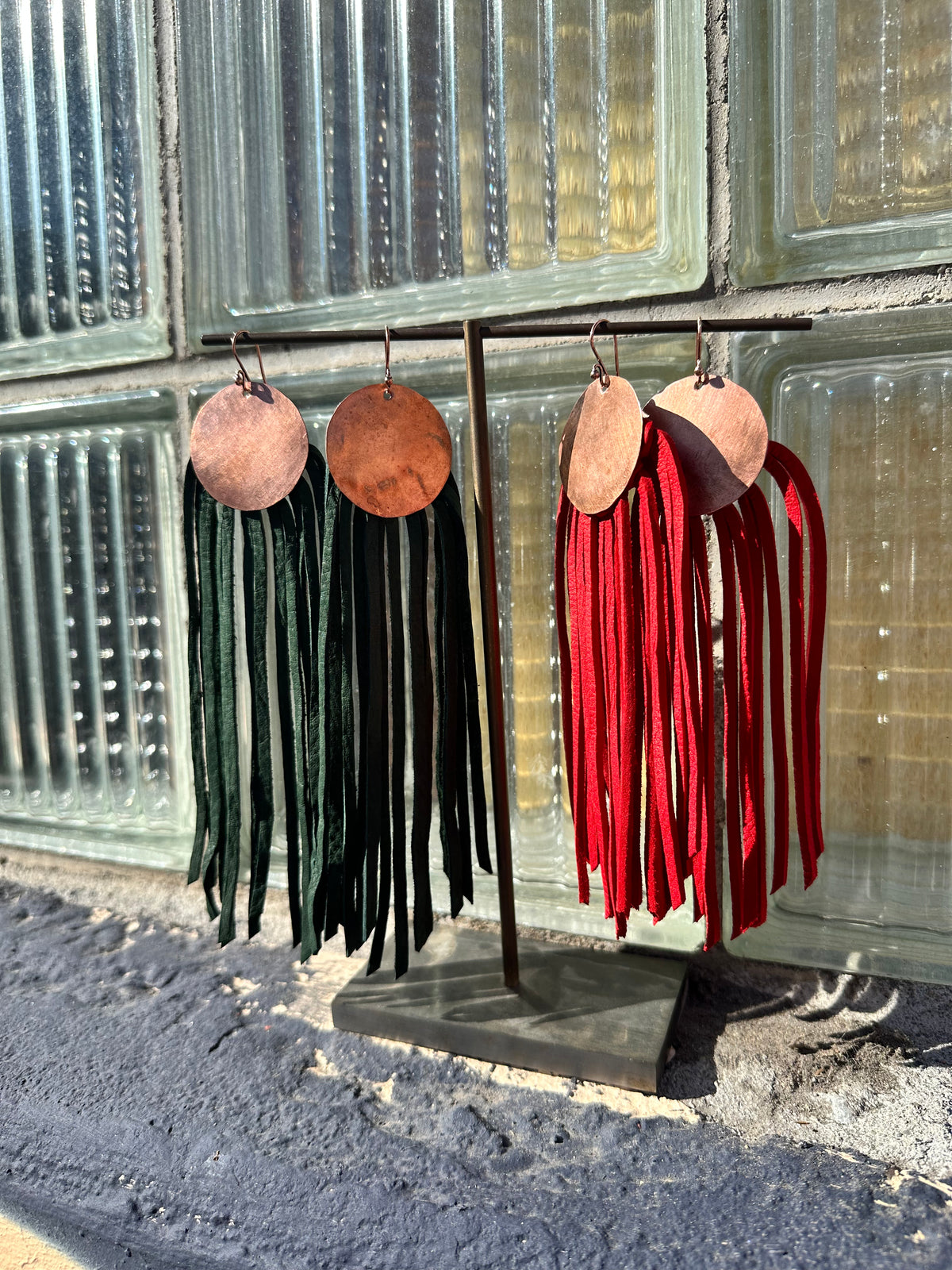 Copper + Leather Fringe Earring