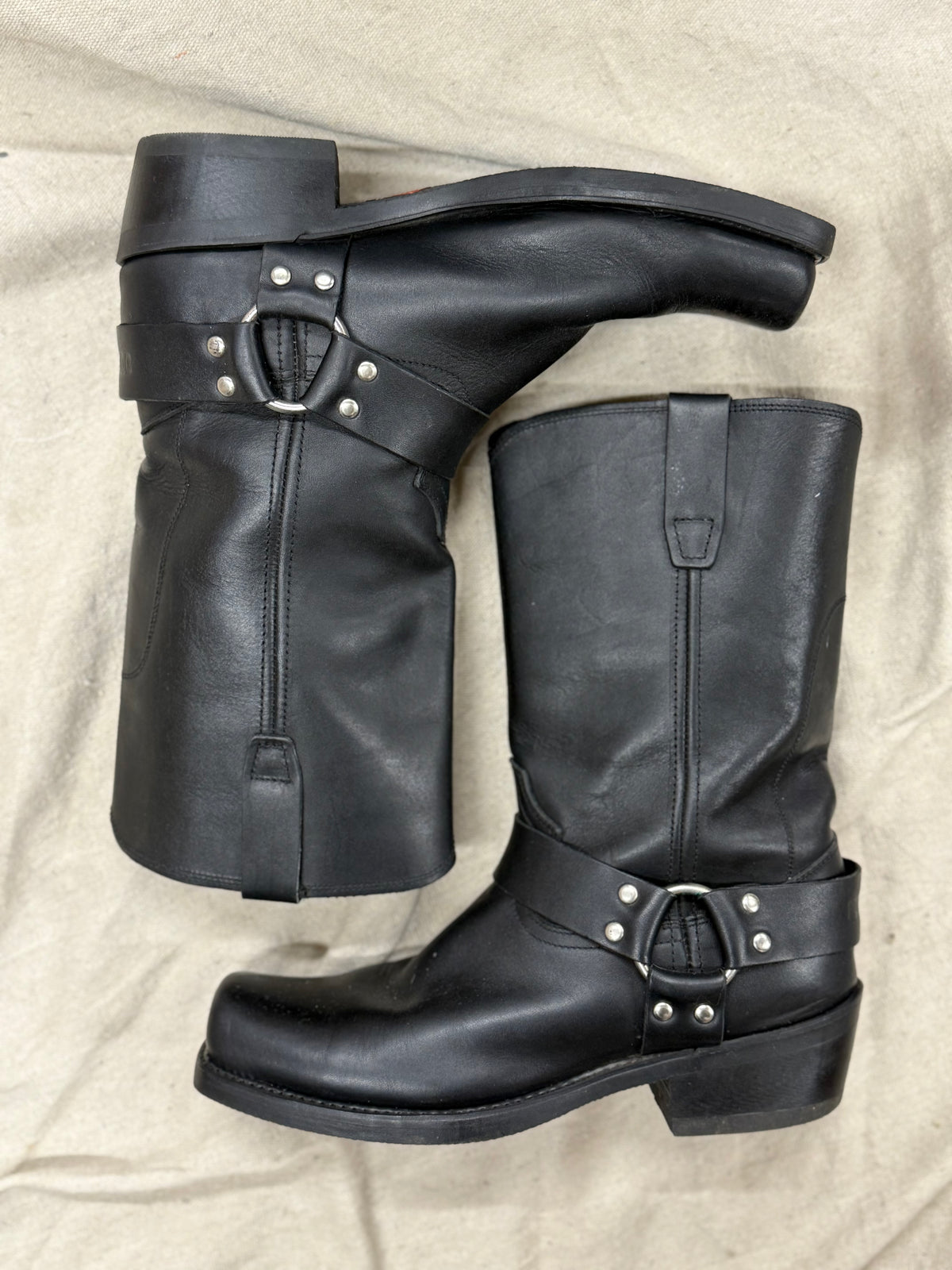 Vintage 1970's Black Harness Moto Boots