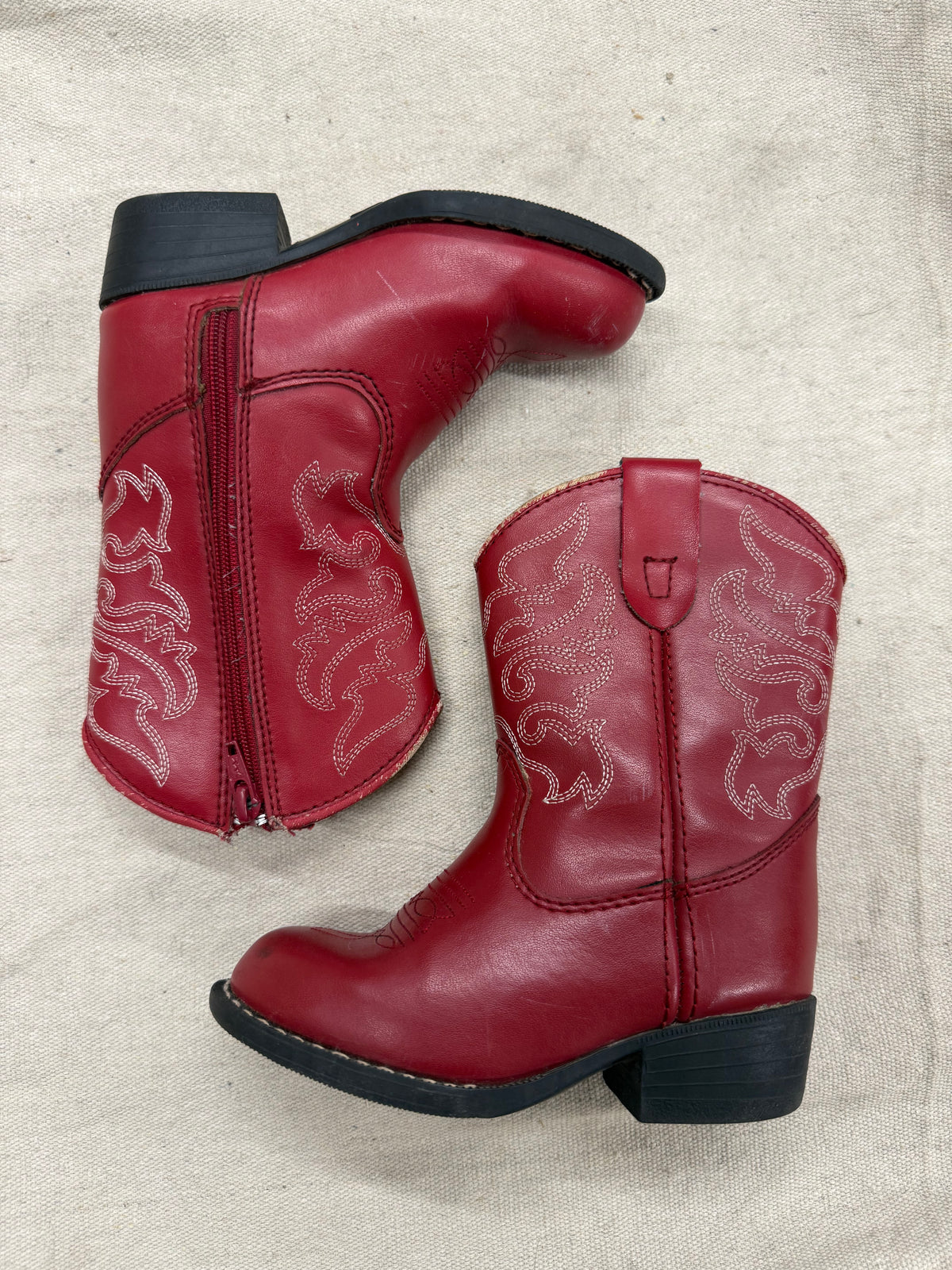 Vintage Red & White Stitch Kids Cowboy Boots