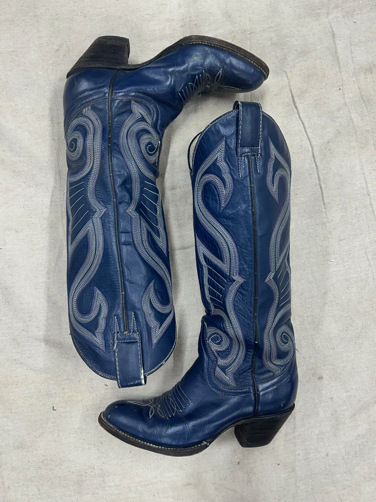 Vintage Blue with Purple Stitching Cowboy Boots