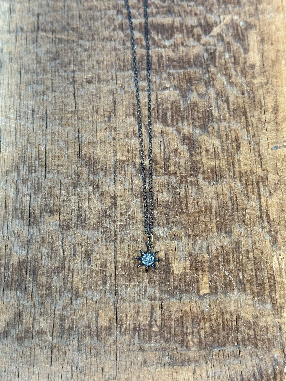 Oxidized Silver Sun Necklace