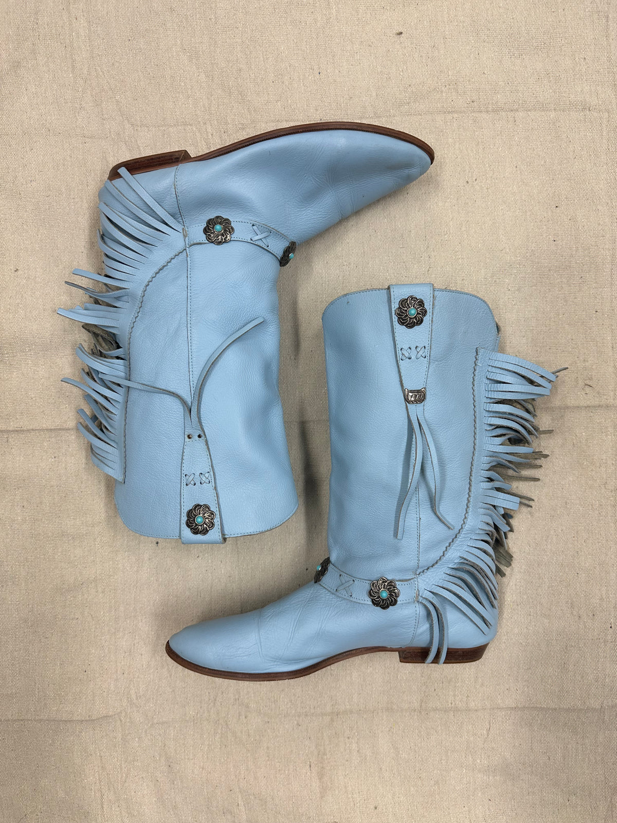 Baby Blue Fringe Cowboy Boots