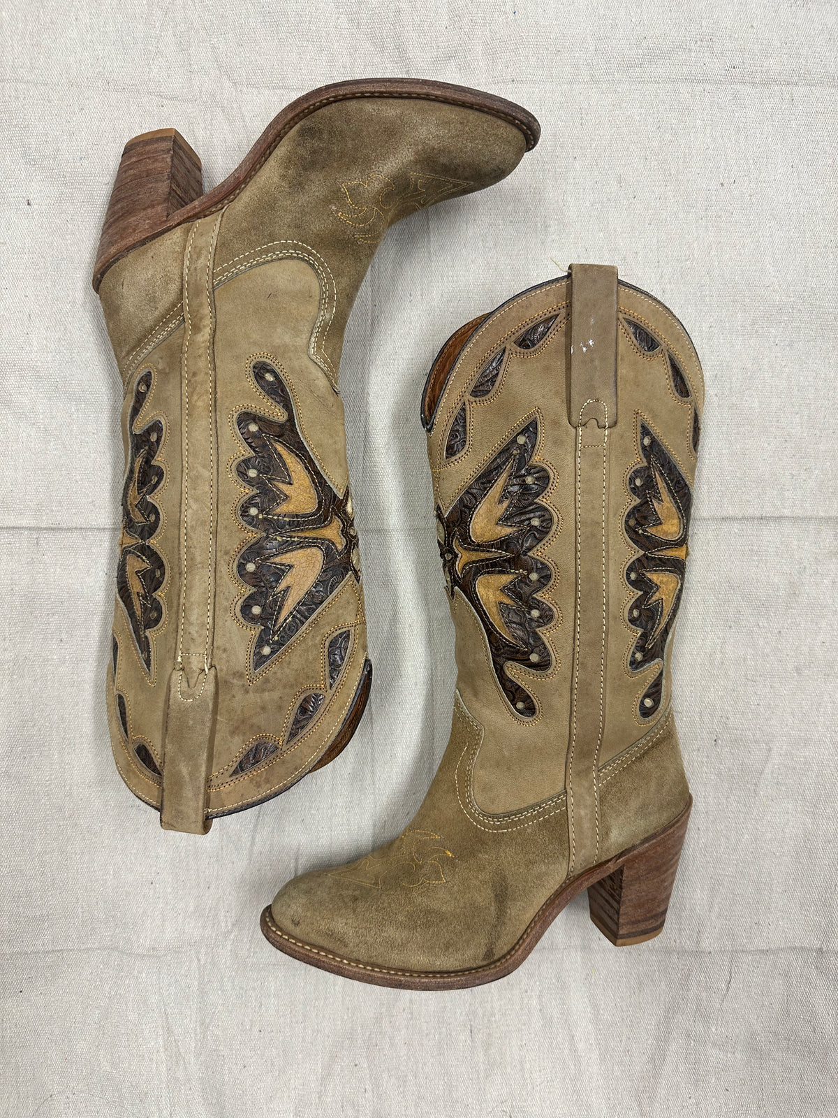 Tan Butterfly Cowboy Boots