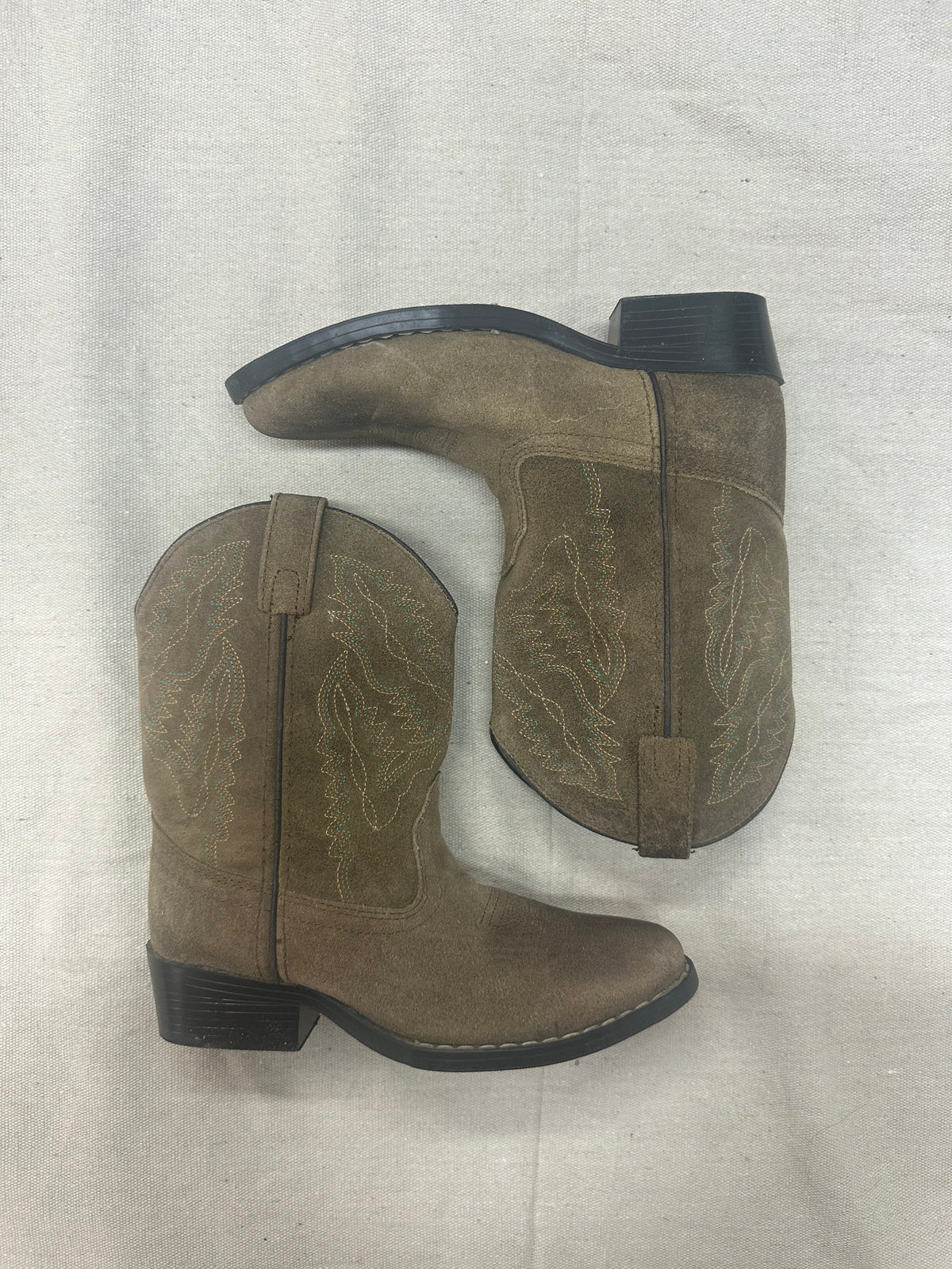 Kids Tan Suede Cowboy Boots