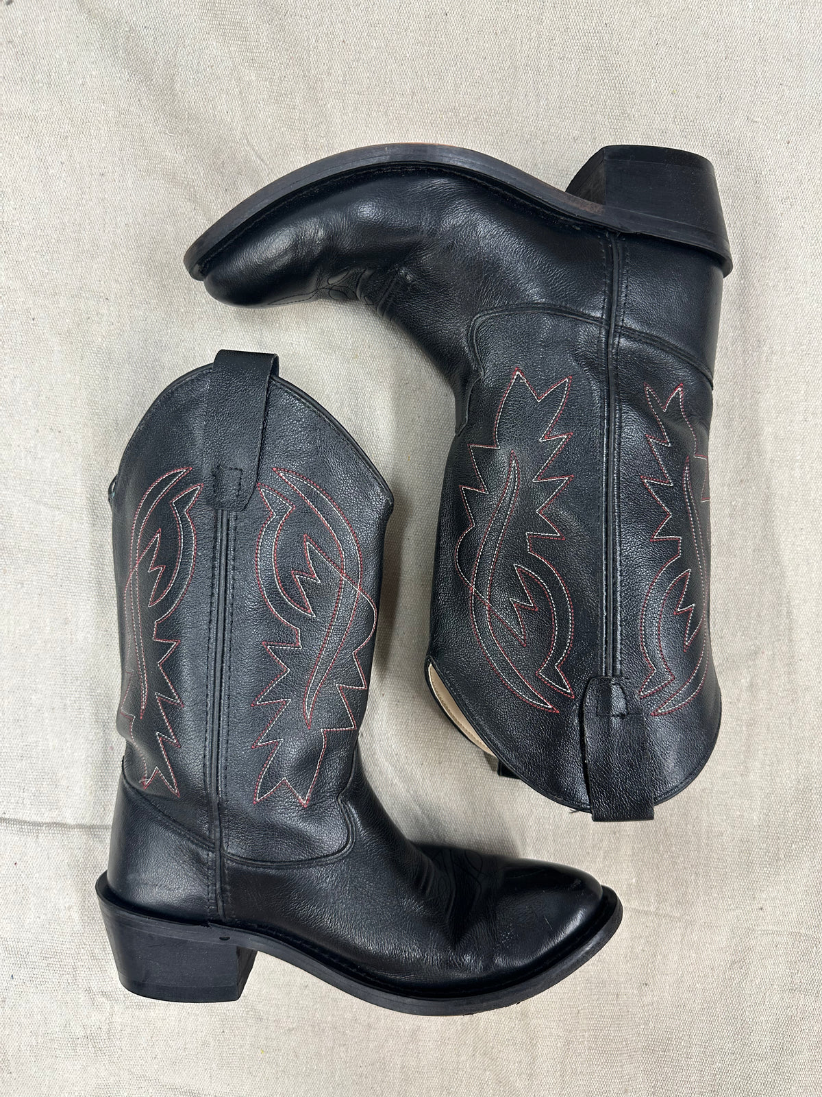 Black With Red Stitching Cowboy Boots