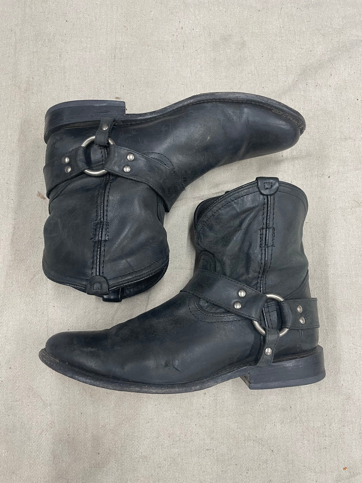 Vintage Midi Buckle Hardware Black Boot