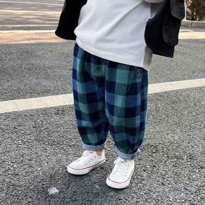 Kids Blue Flannel Pants