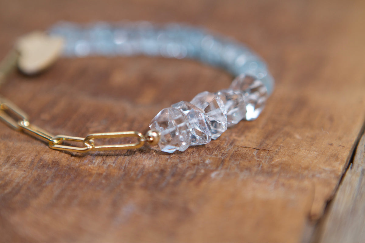 Herkimer and Aquamarine Bracelet #13