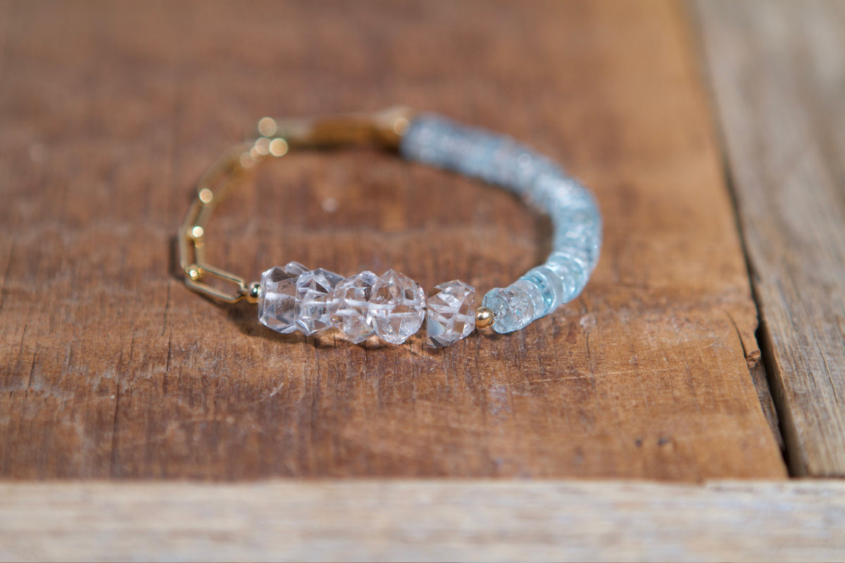 Herkimer and Aquamarine Bracelet #13