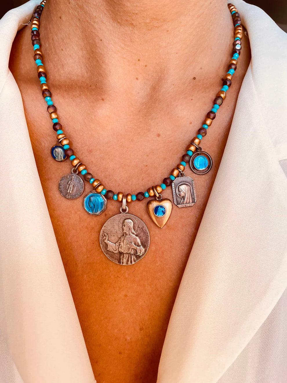 Vintage Beaded Charm Necklace