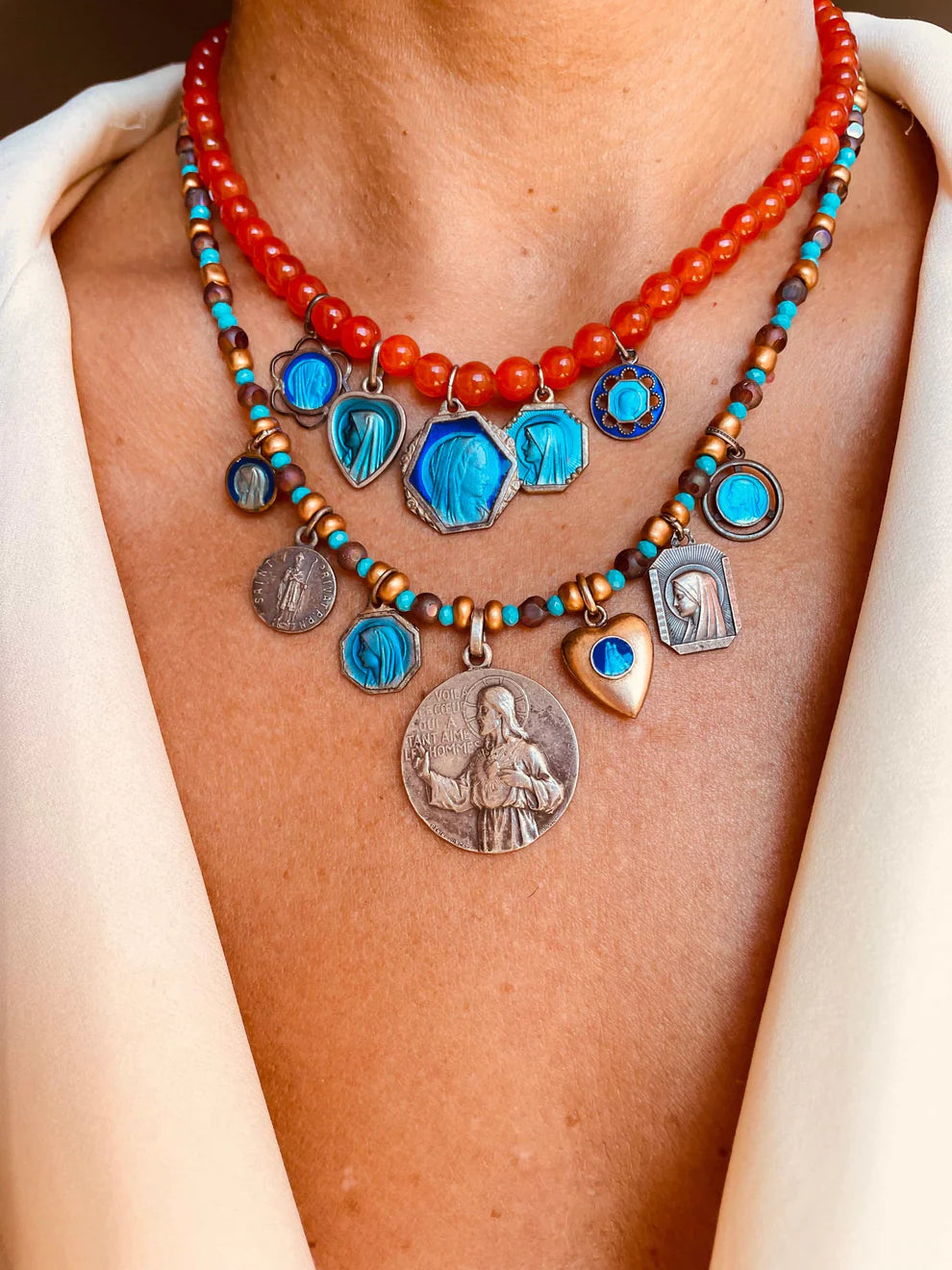 Vintage Beaded Charm Necklace
