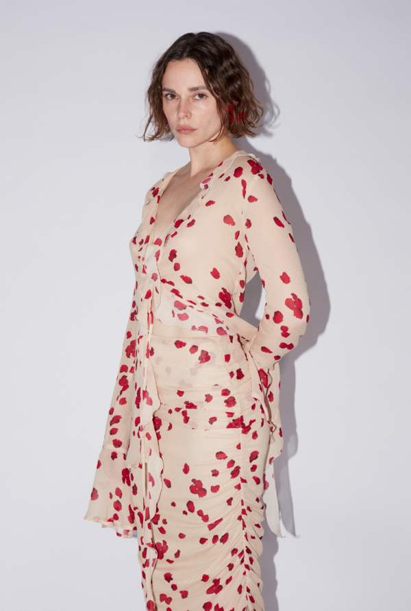 NUDE ROSE CHIFFON TOP
