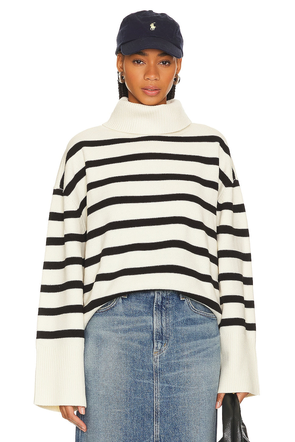 Stripe Turtleneck Sweater