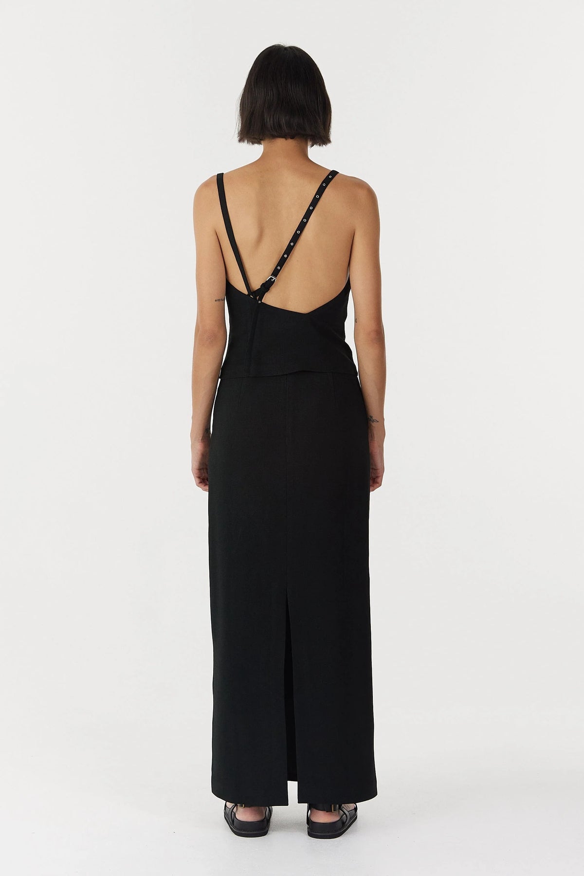 CHROME VISION ASYMMETRIC SKIRT | BLACK