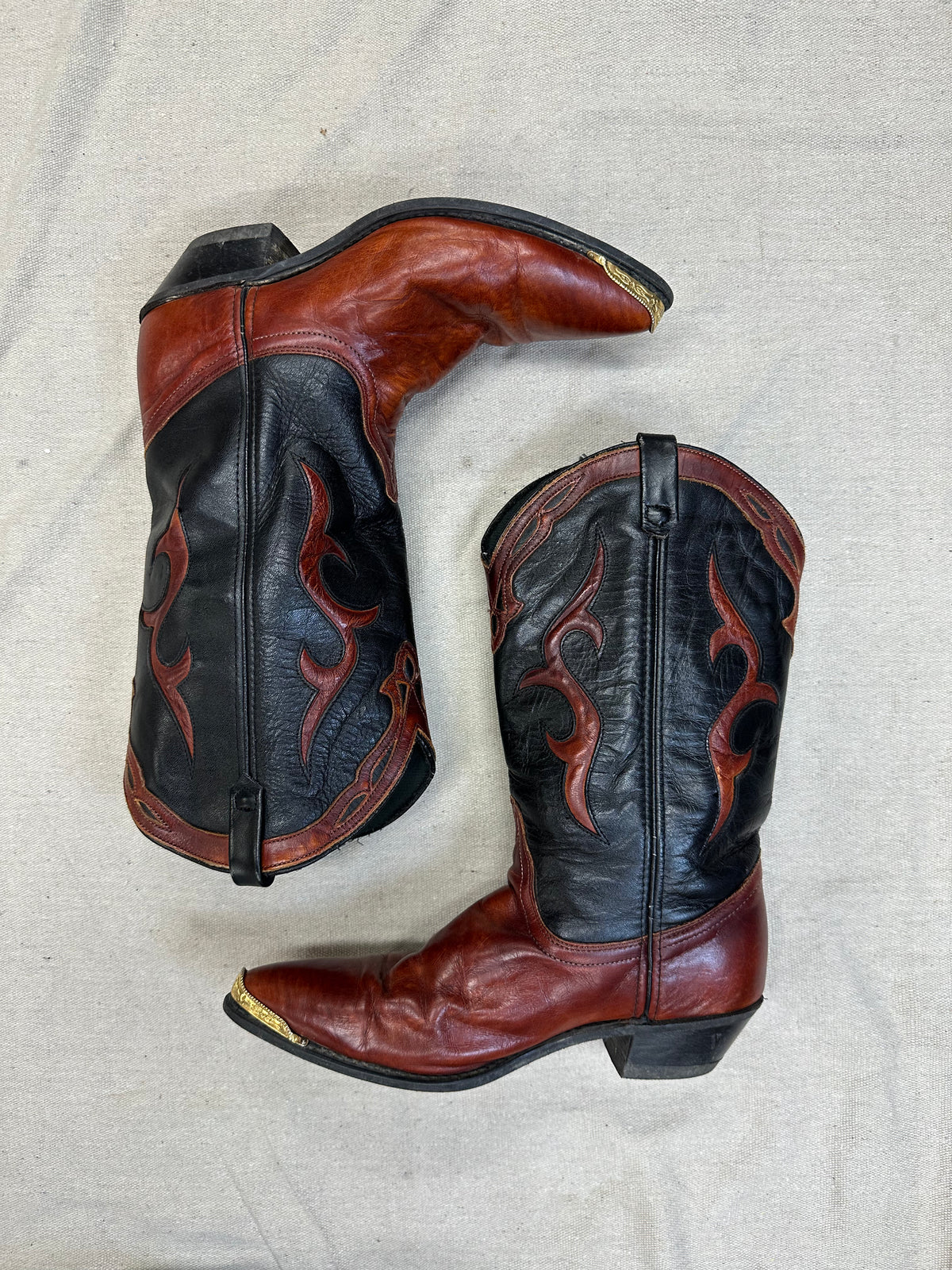 Brown and Black Top Cowboy Boots