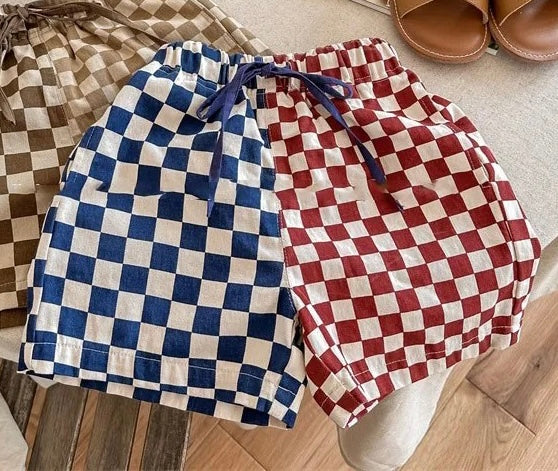 Kids Blue & Red Check Short