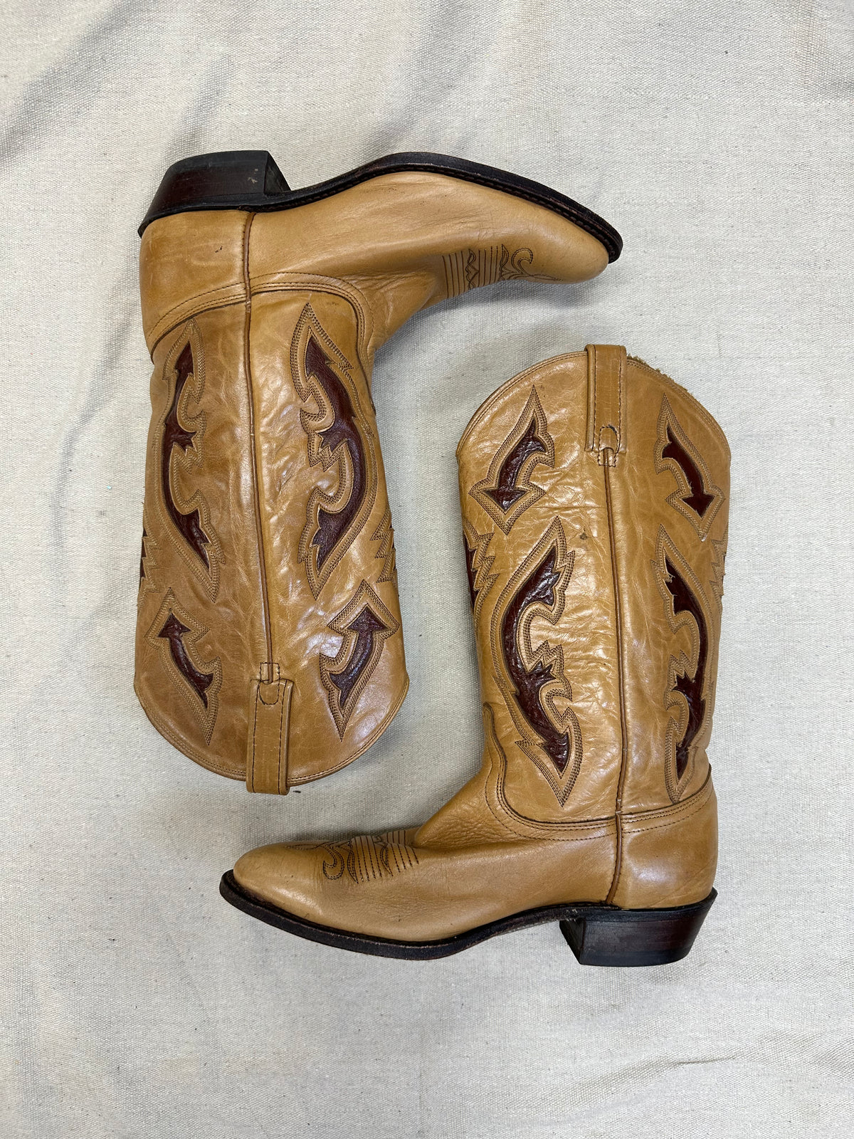 Tan With Red Detailing Cowboy Boots