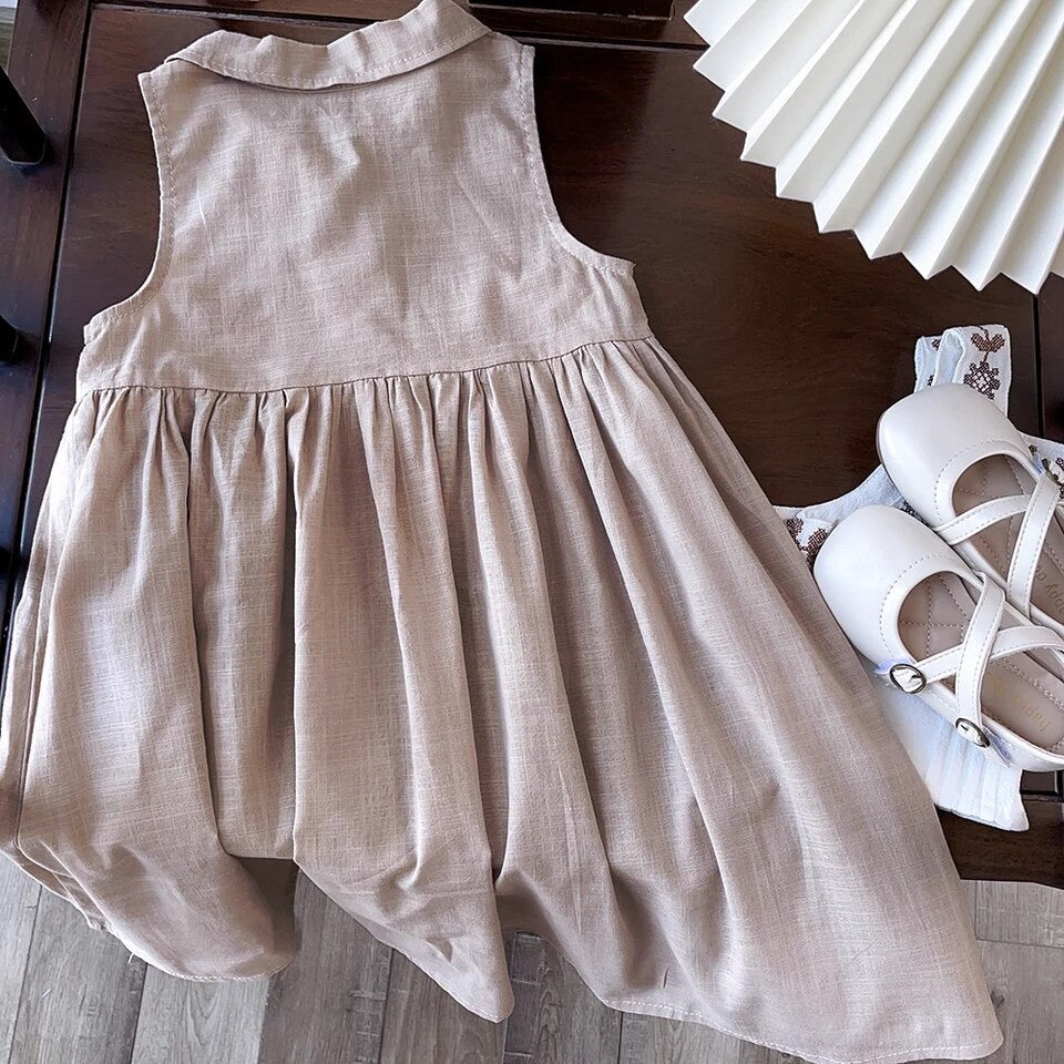 Kids Natural Button Up Dress