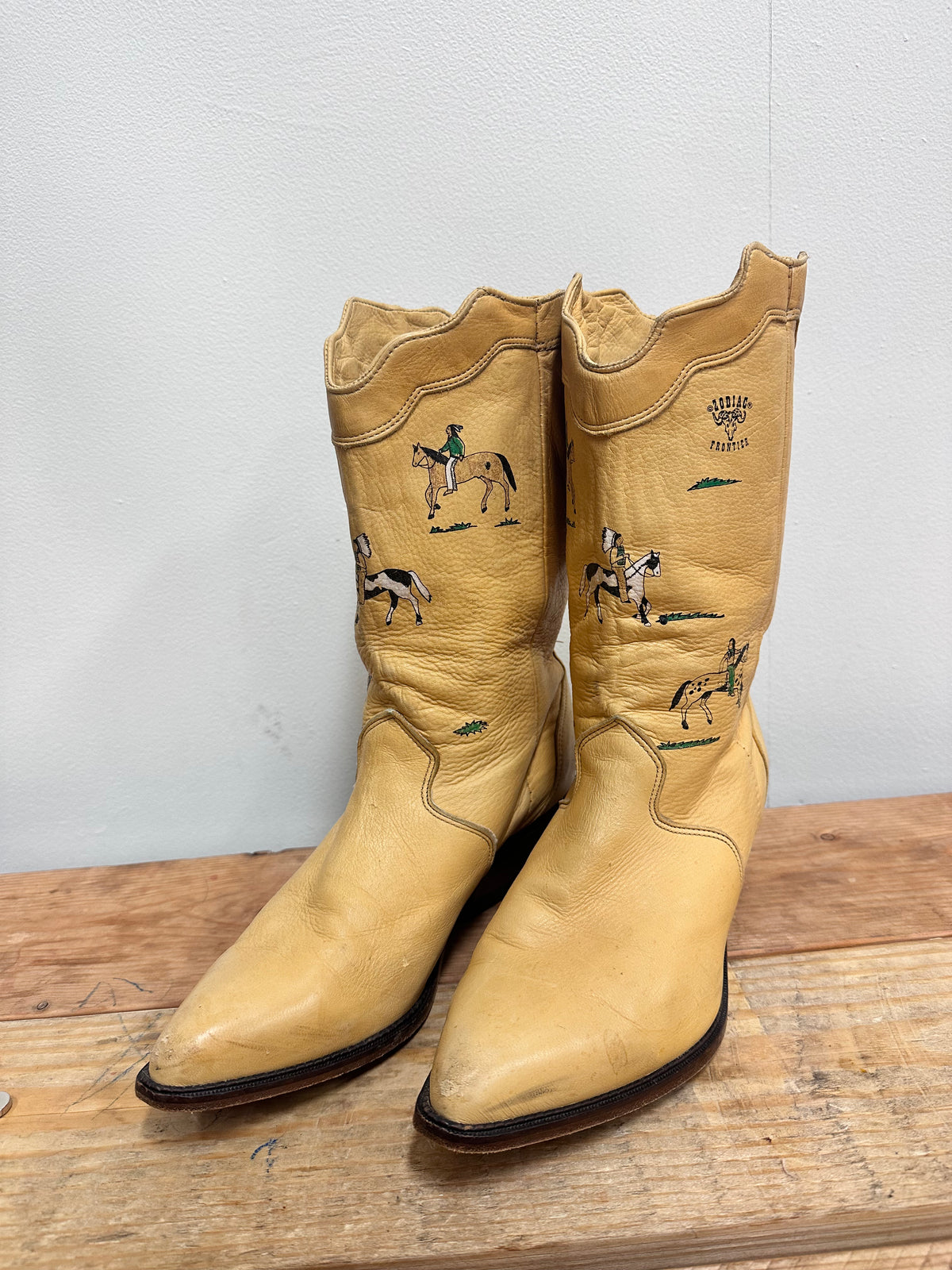 Hand-Painted Deerskin Cowboy Boots
