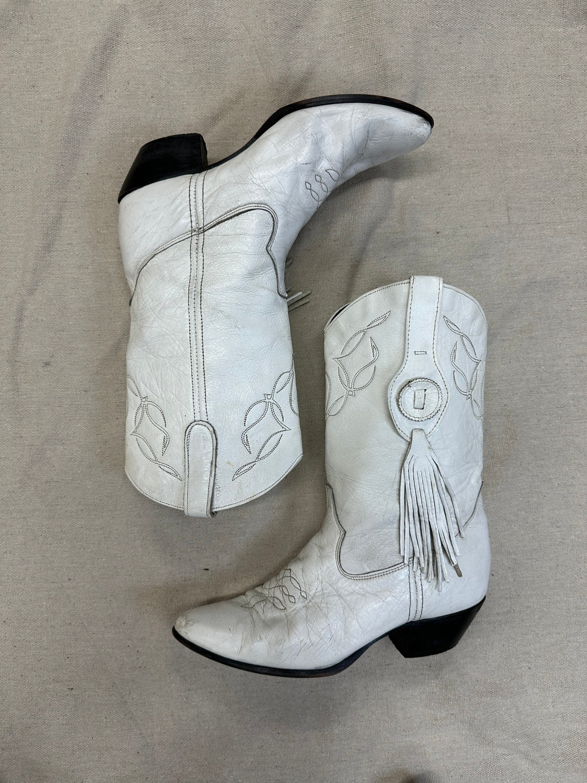 White Fringe Ankle Boots