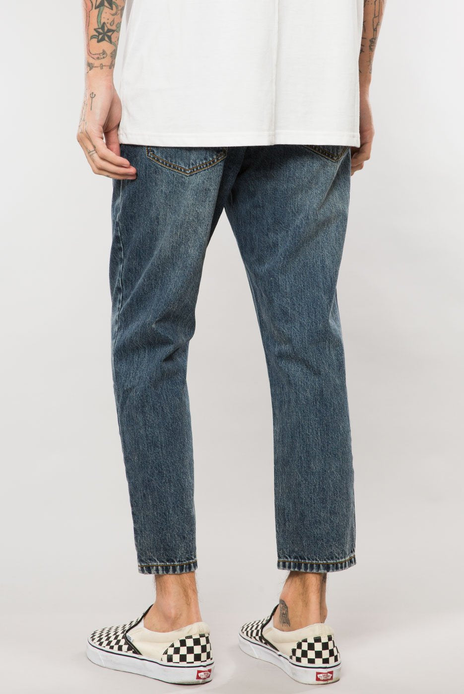 Elwood-Overland Indigo Denim Cropped Dad Pant