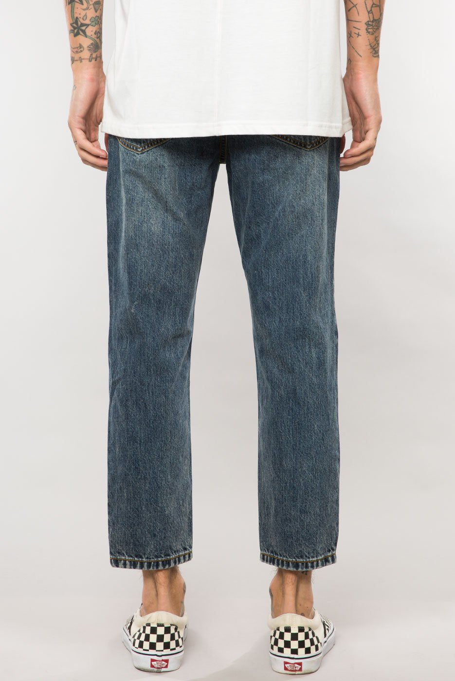 Elwood-Overland Indigo Denim Cropped Dad Pant