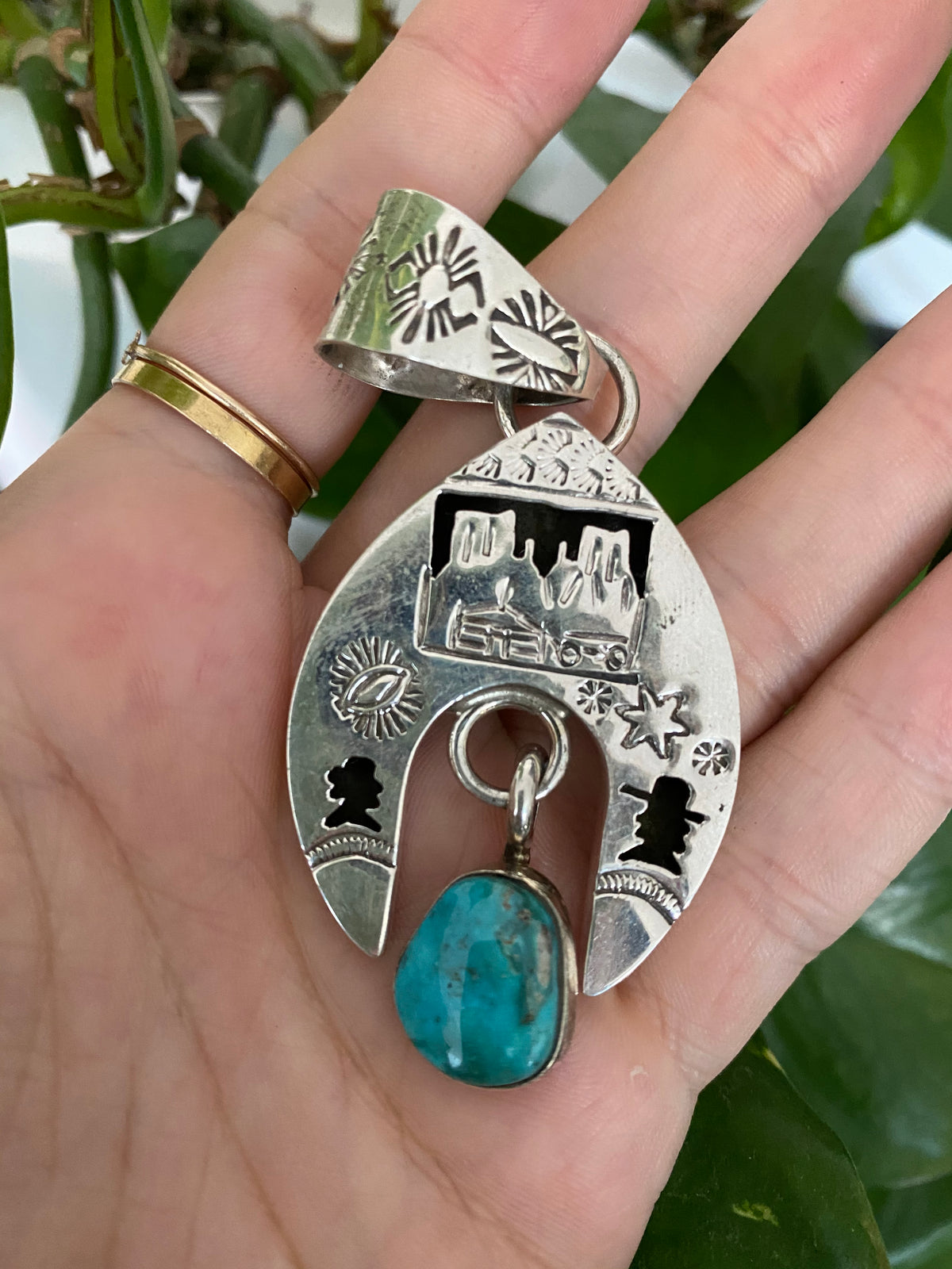 Navajo Handmade Turquoise Pendant - Jeff James