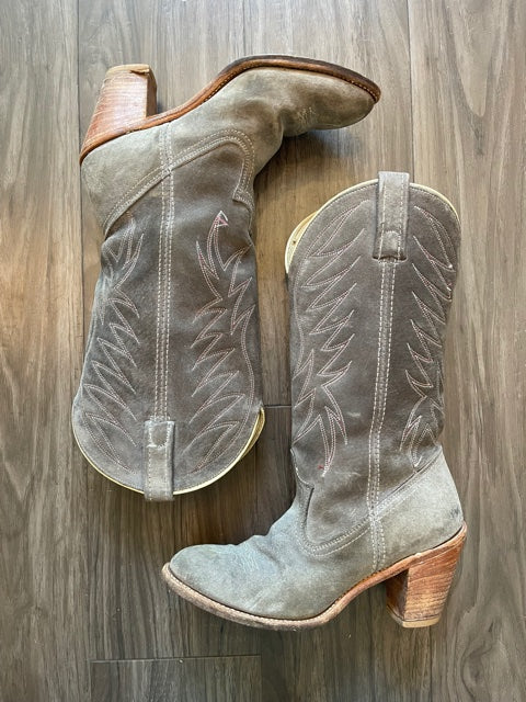 Grey suede shop cowboy boots