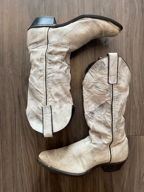 Vintage Crinkle Leather Blue Grey Boot