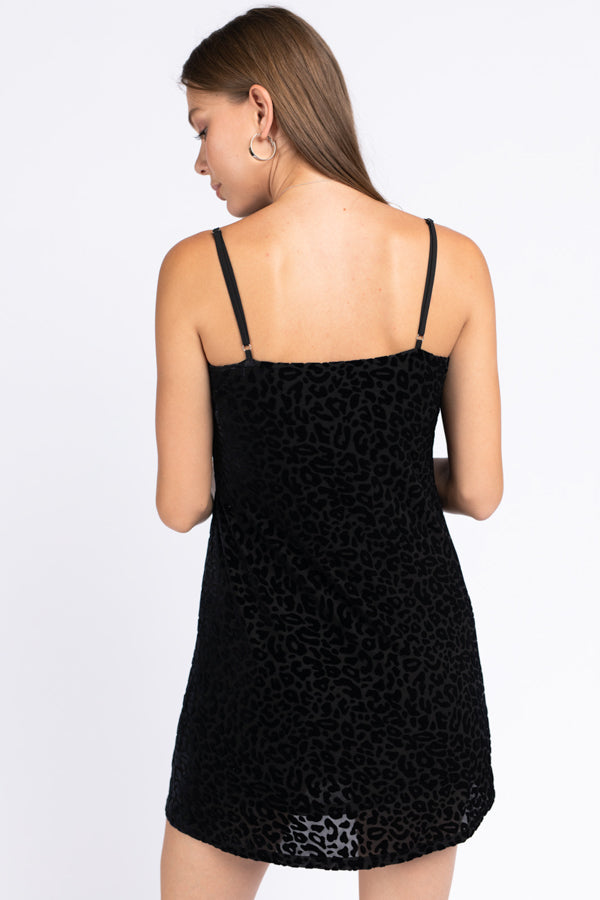 Cowl Neck Velvet Leopard Dress