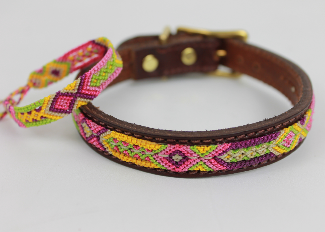 Overlay Leather Dog Collar - Medium-Large