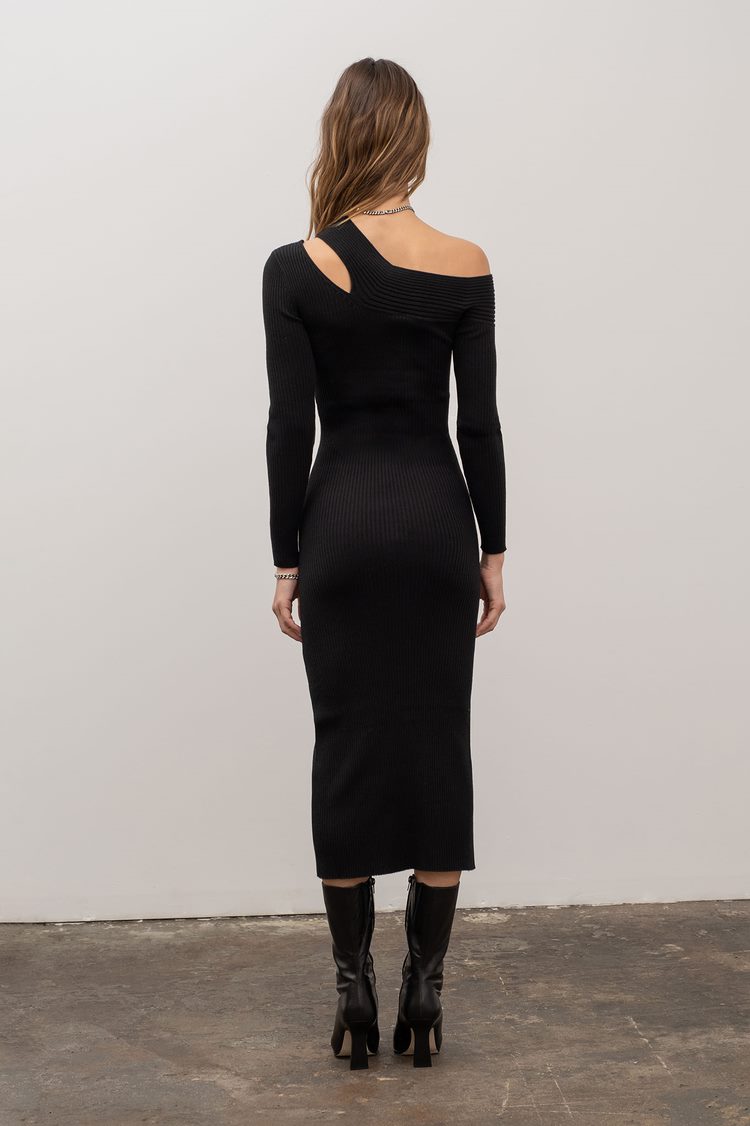 Asymmetrical Cutout Sweater Dress